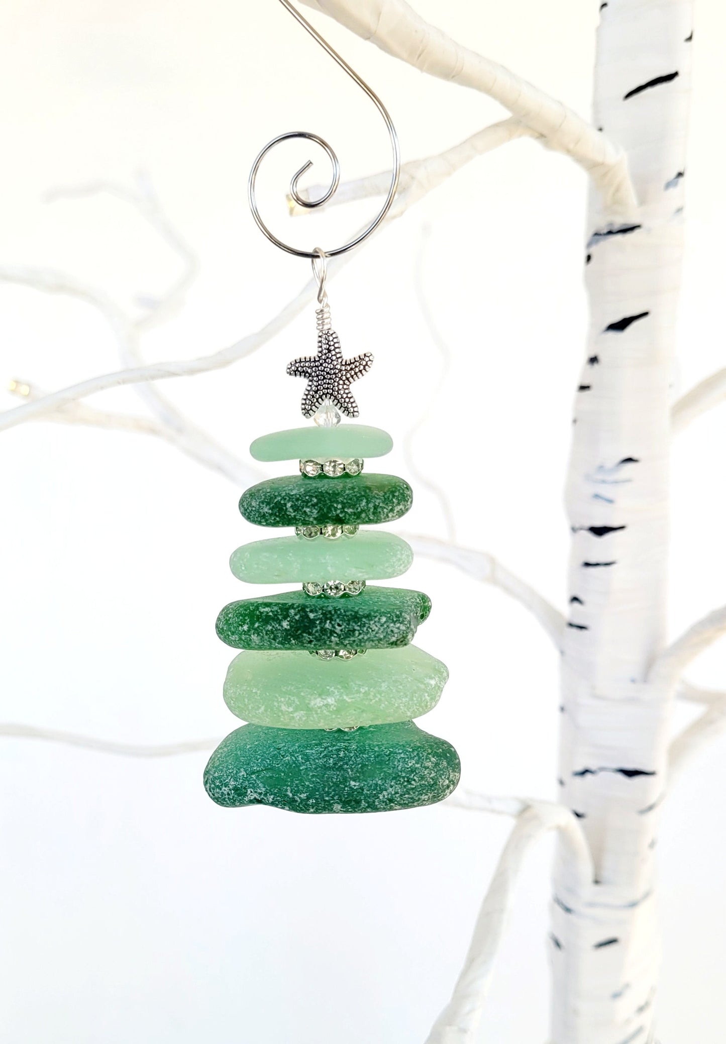 Sea Glass Christmas Tree Ornament/Sea Glass Pine Tree Ornament/Genuine Sea Glass Tree Ornament/140