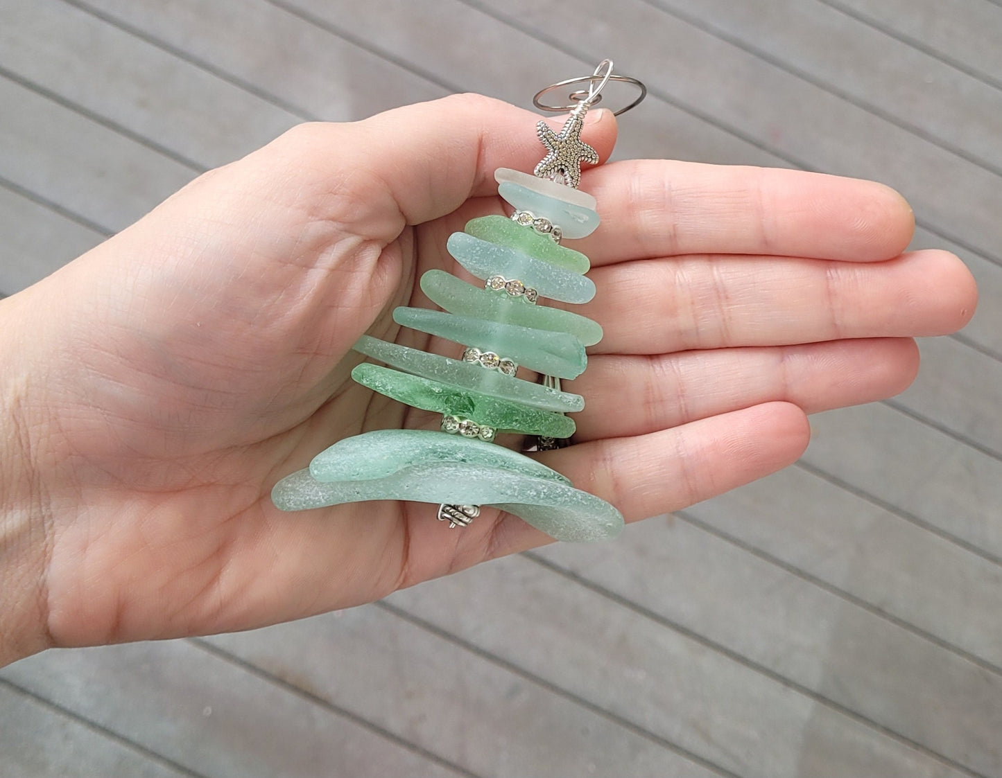 Sea Glass Christmas Tree Ornament/Sea Glass Pine Tree Ornament/Unique Gift/Sea Glass Tree Ornament/132