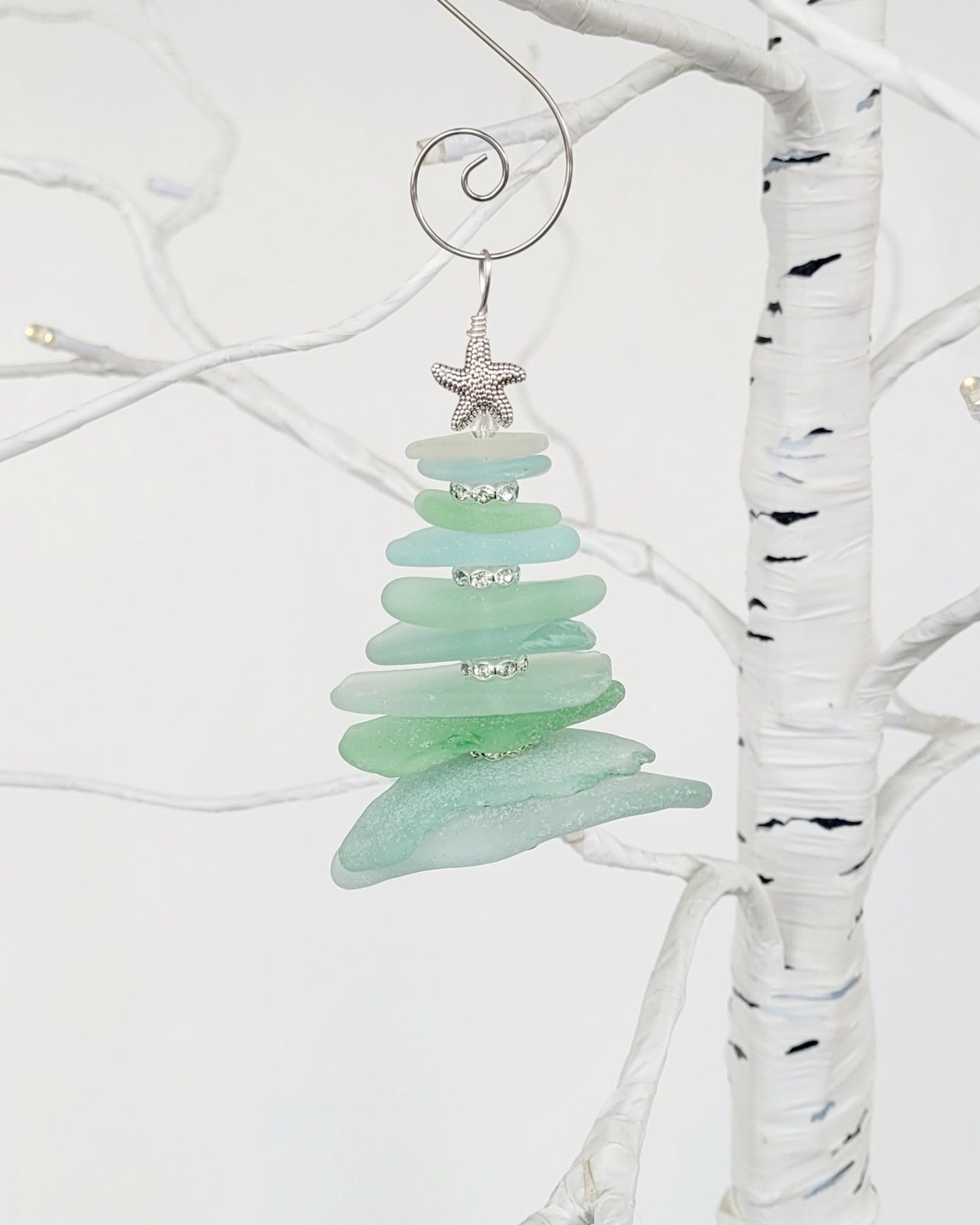 Sea Glass Christmas Tree Ornament/Sea Glass Pine Tree Ornament/Unique Gift/Sea Glass Tree Ornament/132