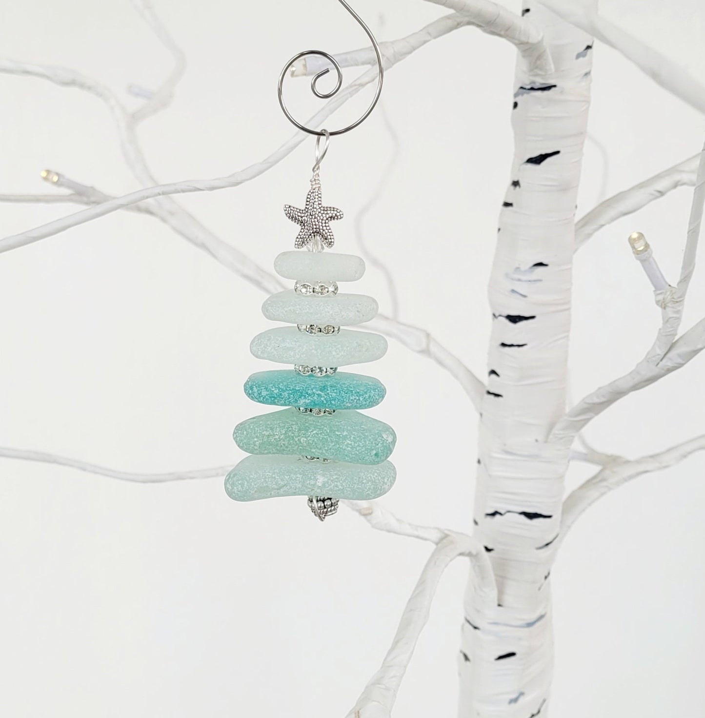 Sea Glass Christmas Tree Ornament/Sea Glass Pine Tree Ornament/Genuine Sea Glass Tree Ornament/136