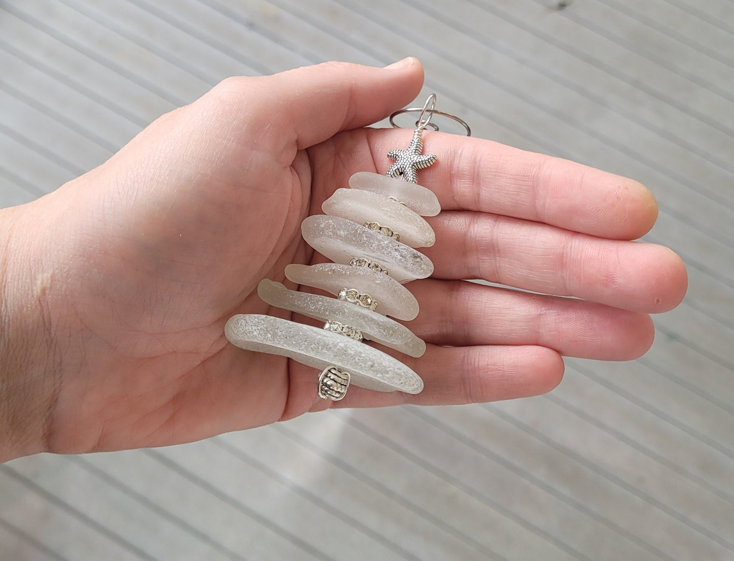 Sea Glass Christmas Tree Ornament/Sea Glass Pine Tree Ornament/Genuine Sea Glass Tree Ornament/133