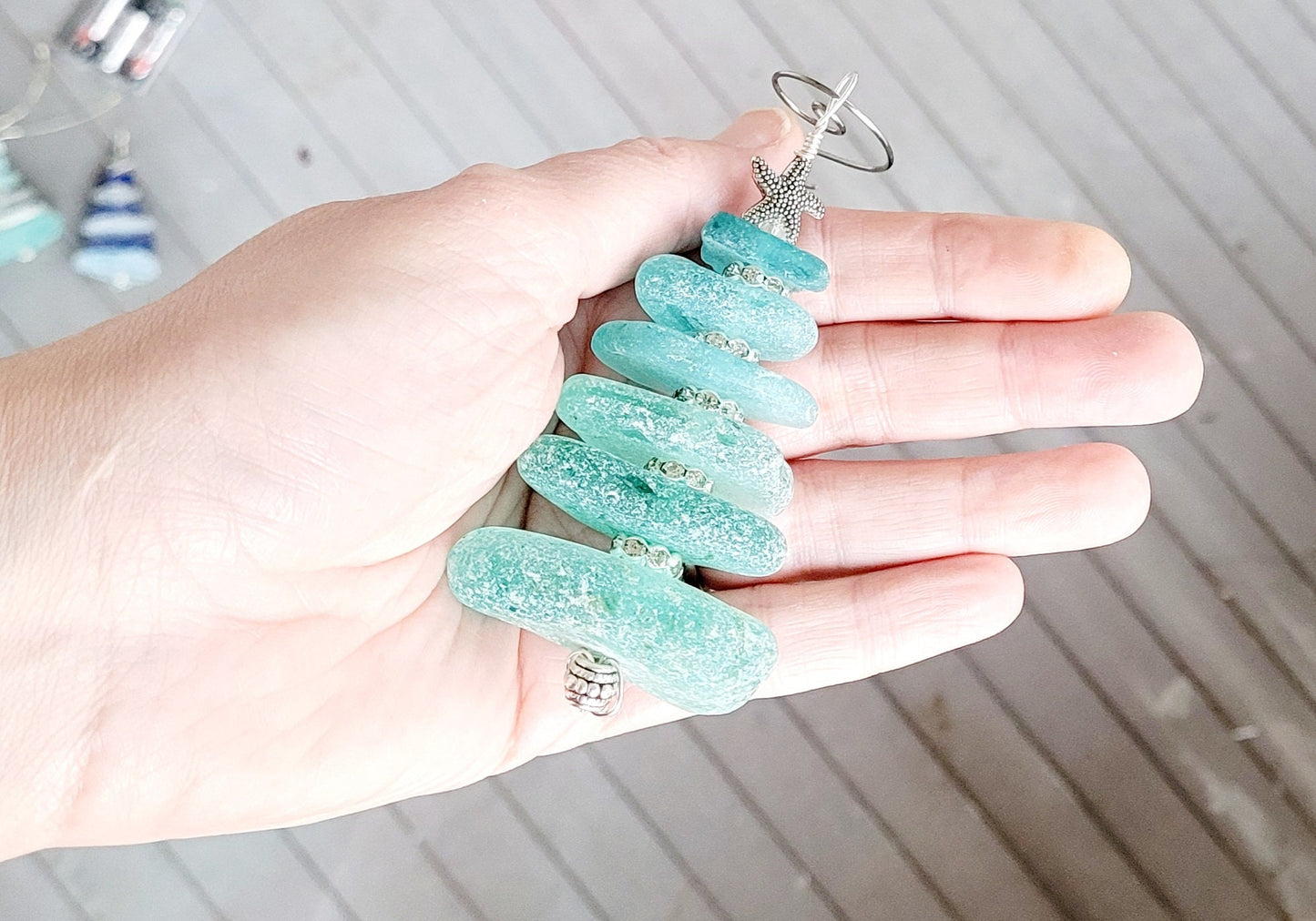 Sea Glass Christmas Tree Ornament/Sea Glass Pine Tree Ornament/Genuine Sea Glass Tree Ornament/69