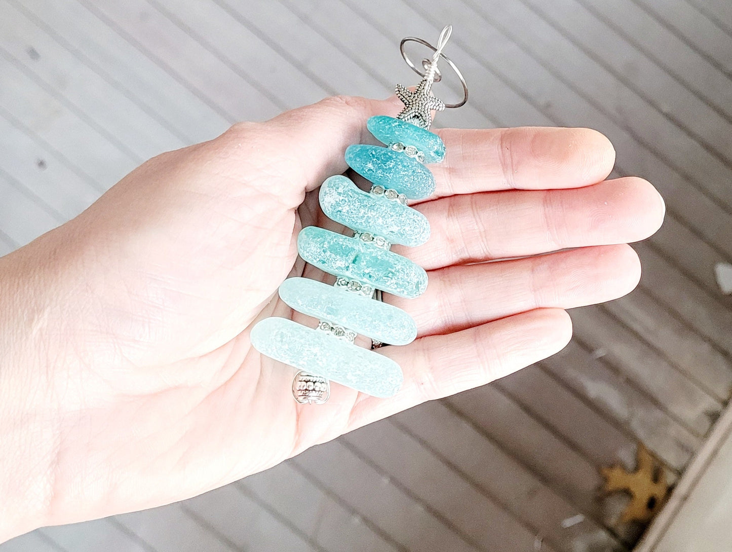 Sea Glass Christmas Tree Ornament/Sea Glass Pine Tree Ornament/Genuine Sea Glass Tree Ornament/71