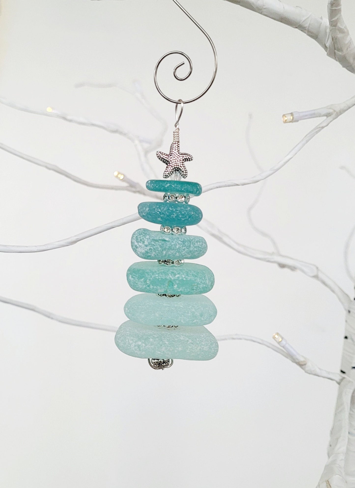 Sea Glass Christmas Tree Ornament/Sea Glass Pine Tree Ornament/Genuine Sea Glass Tree Ornament/71