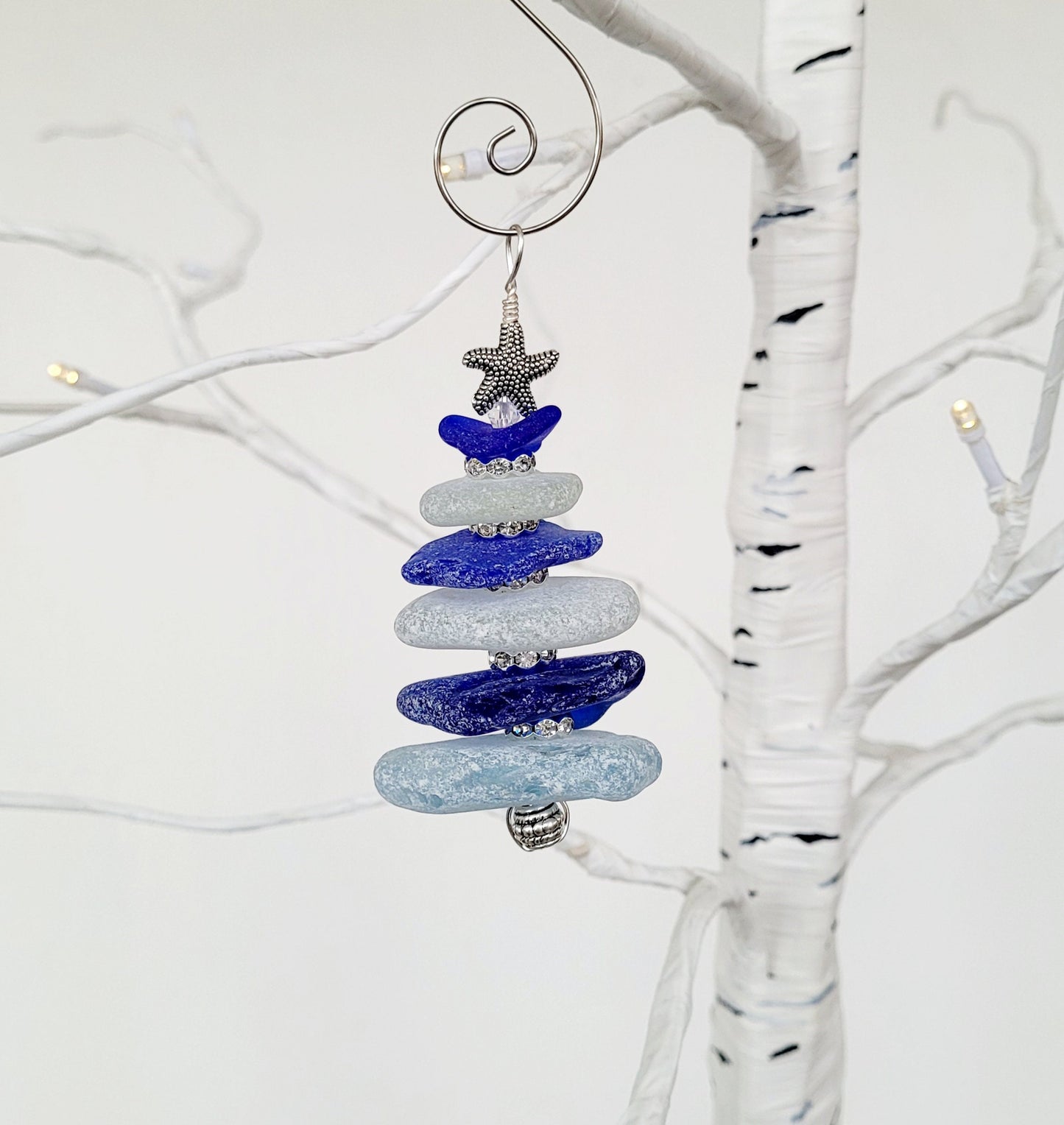 Sea Glass Christmas Tree Ornament/Sea Glass Pine Tree Ornament/Genuine Sea Glass Tree Ornament/67