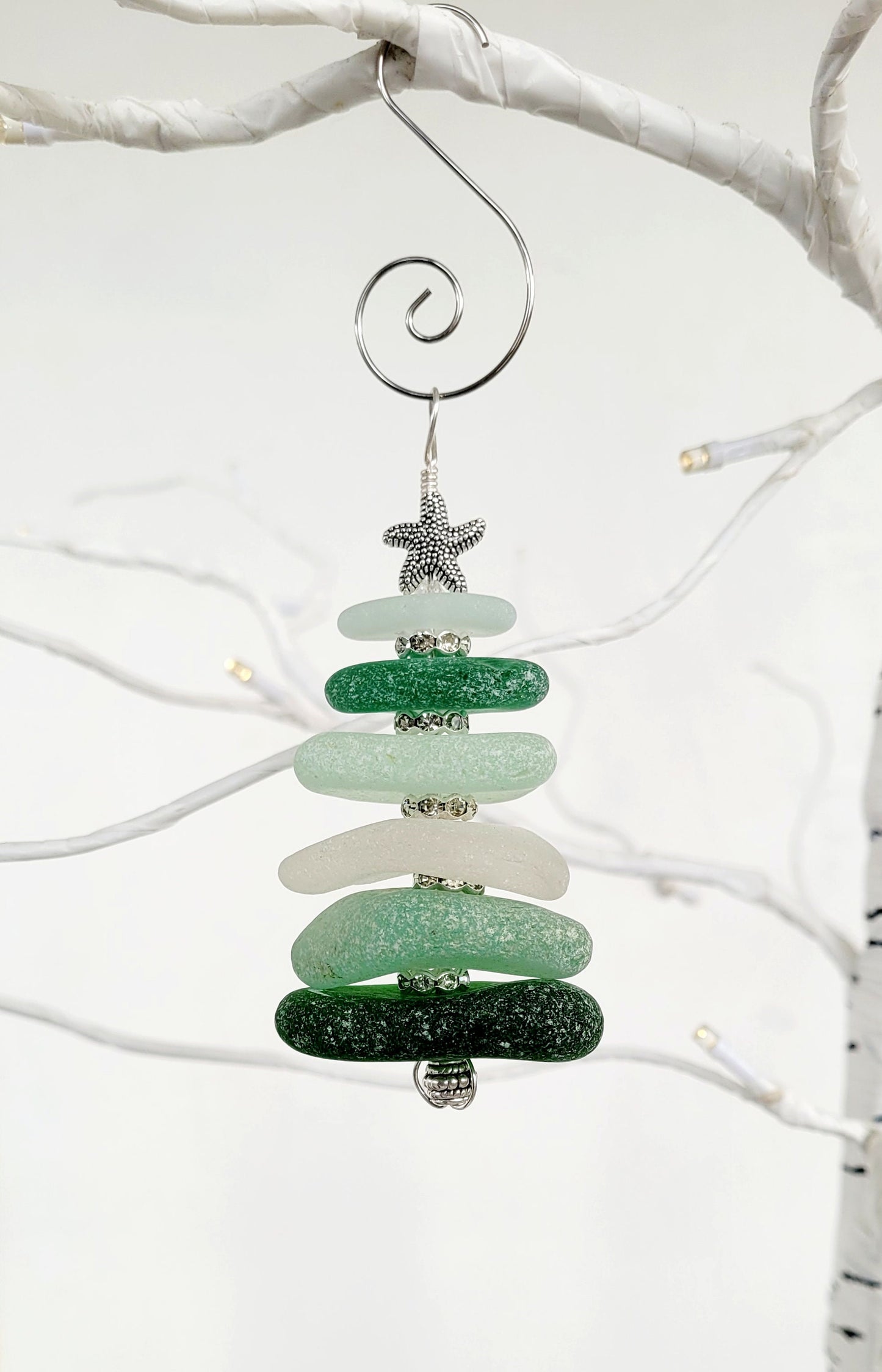 Sea Glass Christmas Tree Ornament/Sea Glass Pine Tree Ornament/Genuine Sea Glass Tree Ornament/110