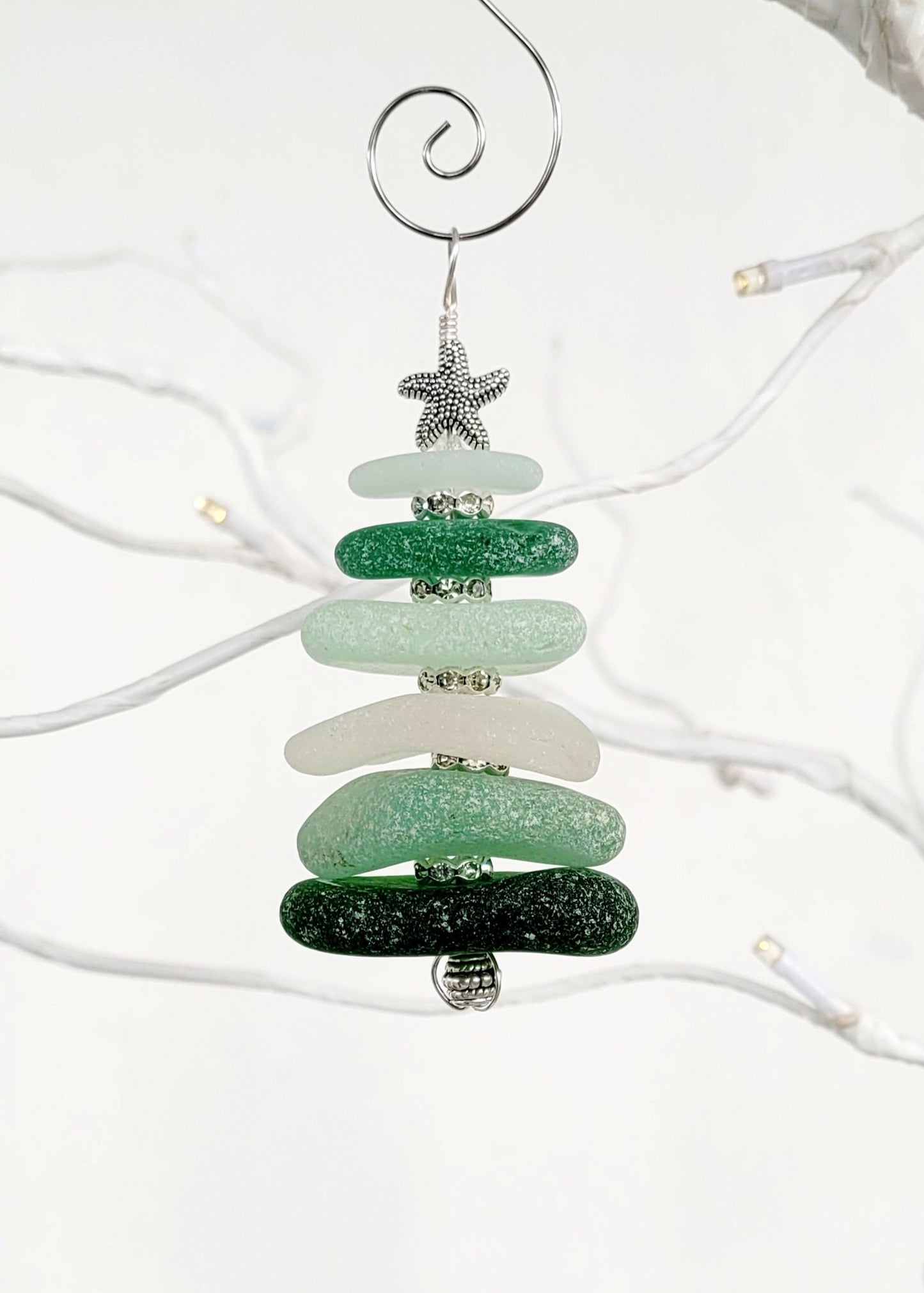 Sea Glass Christmas Tree Ornament/Sea Glass Pine Tree Ornament/Genuine Sea Glass Tree Ornament/110