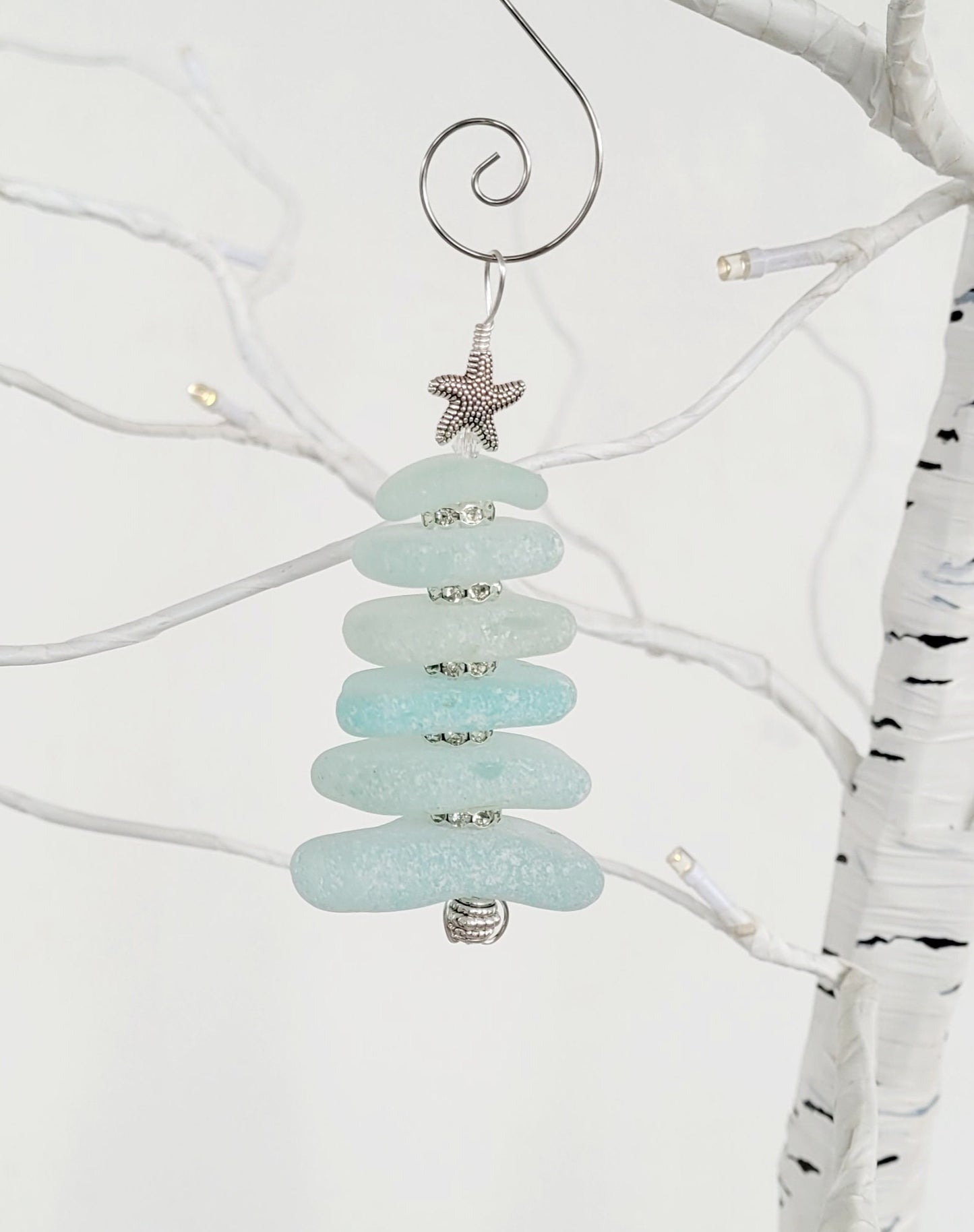 Sea Glass Christmas Tree Ornament/Sea Glass Pine Tree Ornament/Genuine Sea Glass Tree Ornament/108