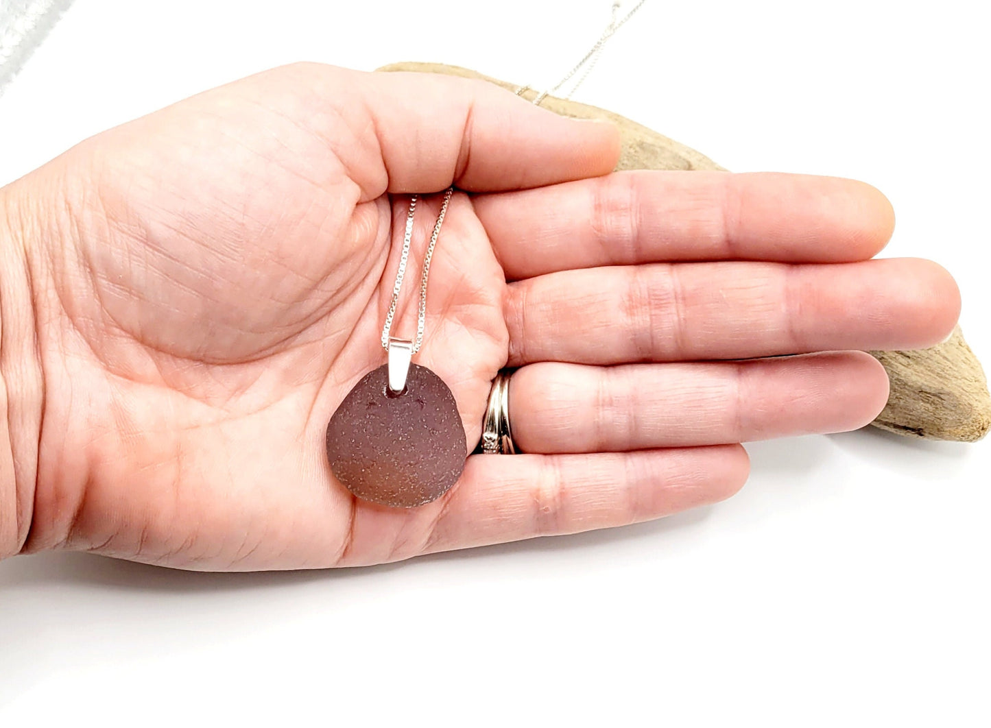 Genuine Sea Glass/Rare Purple Sea Glass/Sea Glass and Sterling Silver Necklace/Purple Sea Glass Pendant/Sea Glass Jewelry/Unique Gift/142