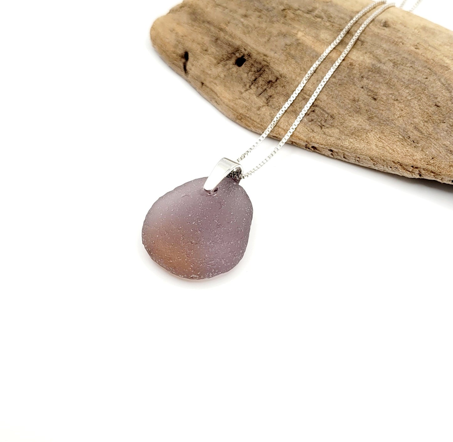 Genuine Sea Glass/Rare Purple Sea Glass/Sea Glass and Sterling Silver Necklace/Purple Sea Glass Pendant/Sea Glass Jewelry/Unique Gift/142