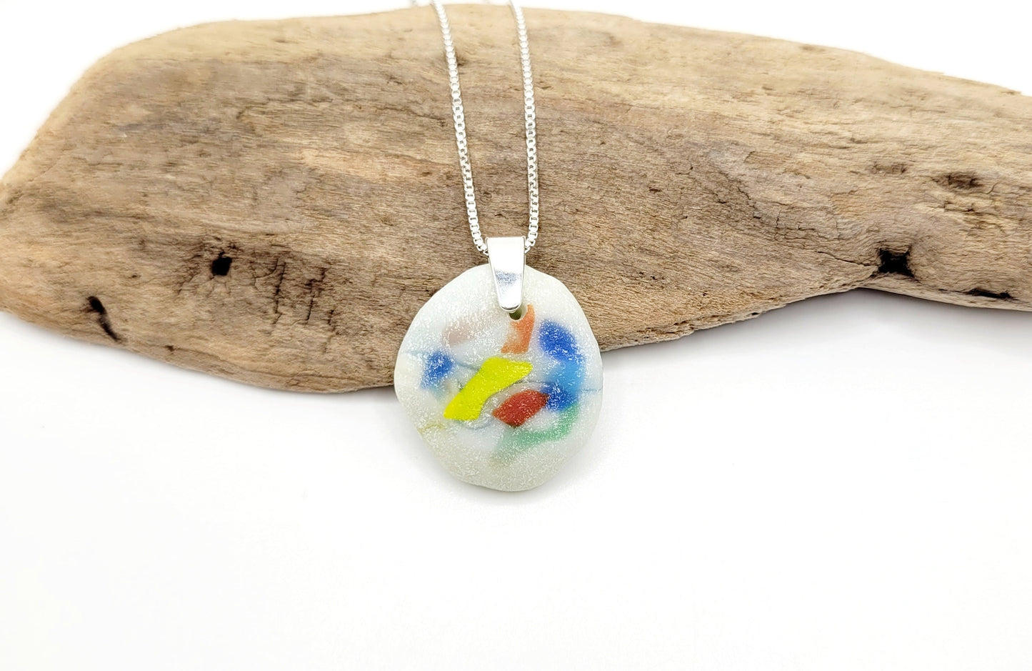 Genuine Sea Glass/Rare Milk Glass Sea Glass/Sea Glass and Sterling Silver Necklace/Purple Sea Glass Pendant/Unique Gift/119