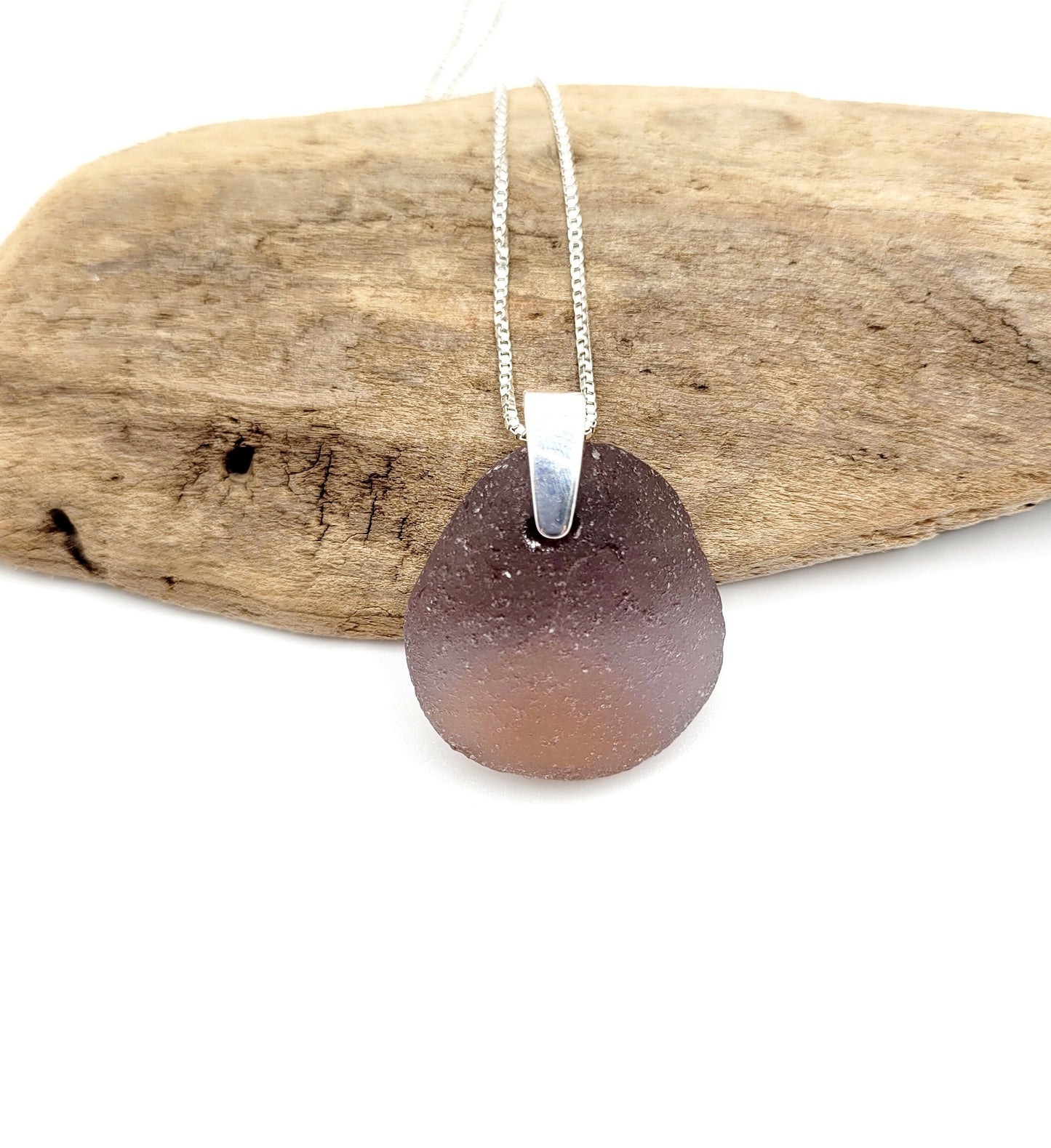 Genuine Sea Glass/Rare Purple Sea Glass/Sea Glass and Sterling Silver Necklace/Purple Sea Glass Pendant/Sea Glass Jewelry/Unique Gift/142