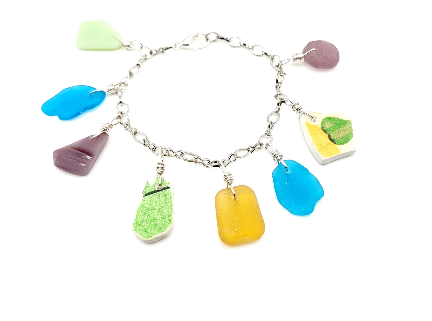 Genuine Sea Glass Bracelet/Pottery Bracelet/Genuine Sea Pottery/Charm Bracelet/Unique Gift