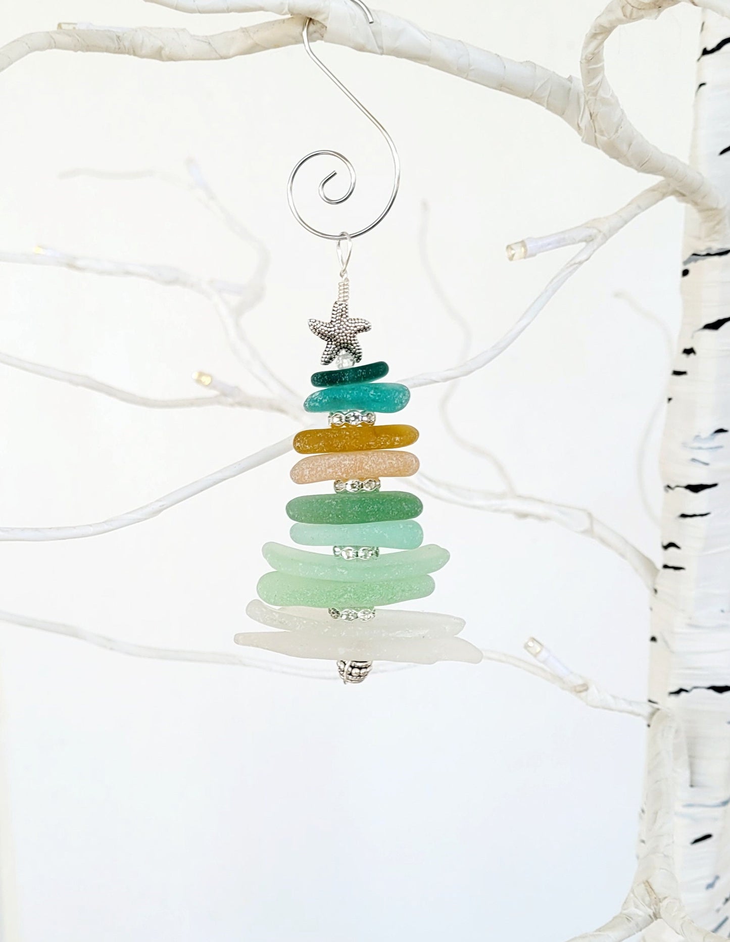 Sea Glass Christmas Tree Ornament/Sea Glass Pine Tree Ornament/Genuine Sea Glass Tree Ornament/42