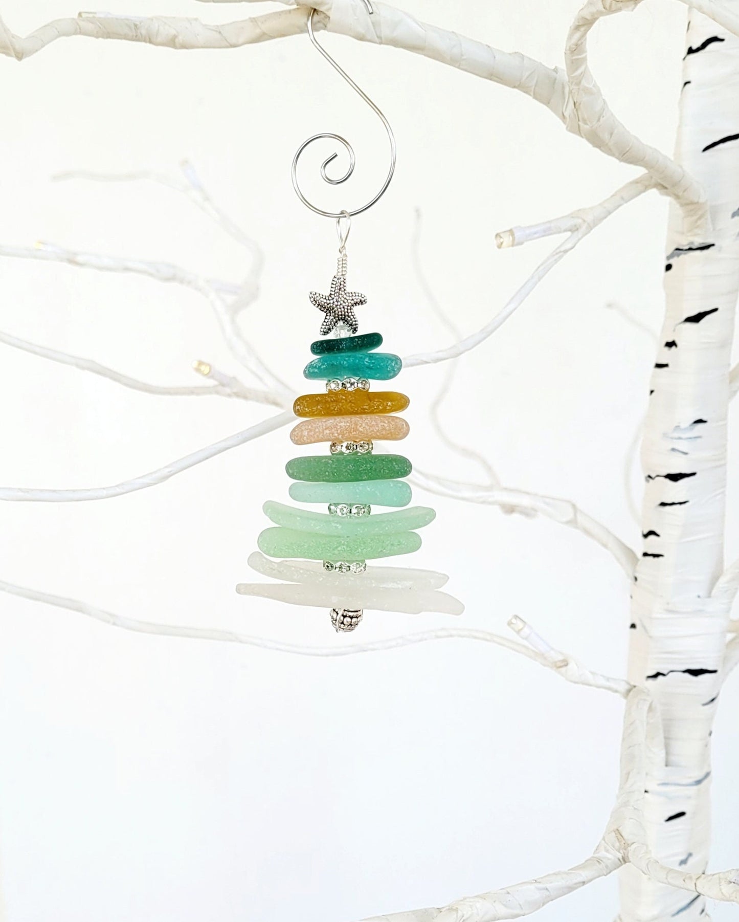 Sea Glass Christmas Tree Ornament/Sea Glass Pine Tree Ornament/Genuine Sea Glass Tree Ornament/42