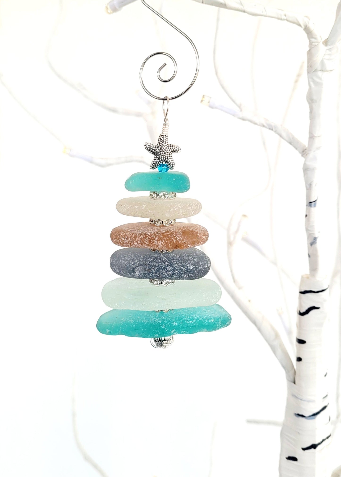 Sea Glass Christmas Tree Ornament/Sea Glass Pine Tree Ornament/Genuine Sea Glass Tree Ornament/99