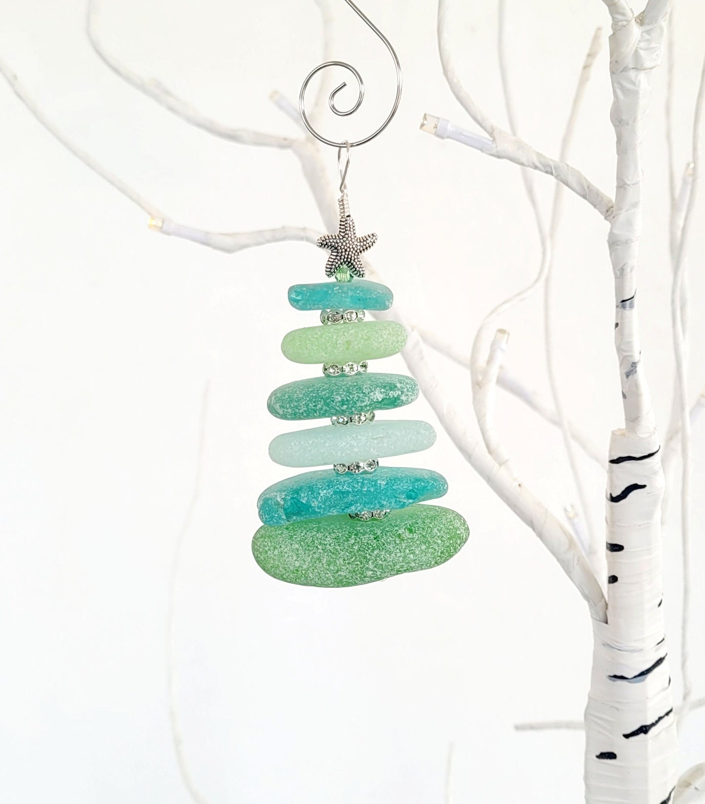 Sea Glass Christmas Tree Ornament/Sea Glass Pine Tree Ornament/Genuine Sea Glass Tree Ornament/101