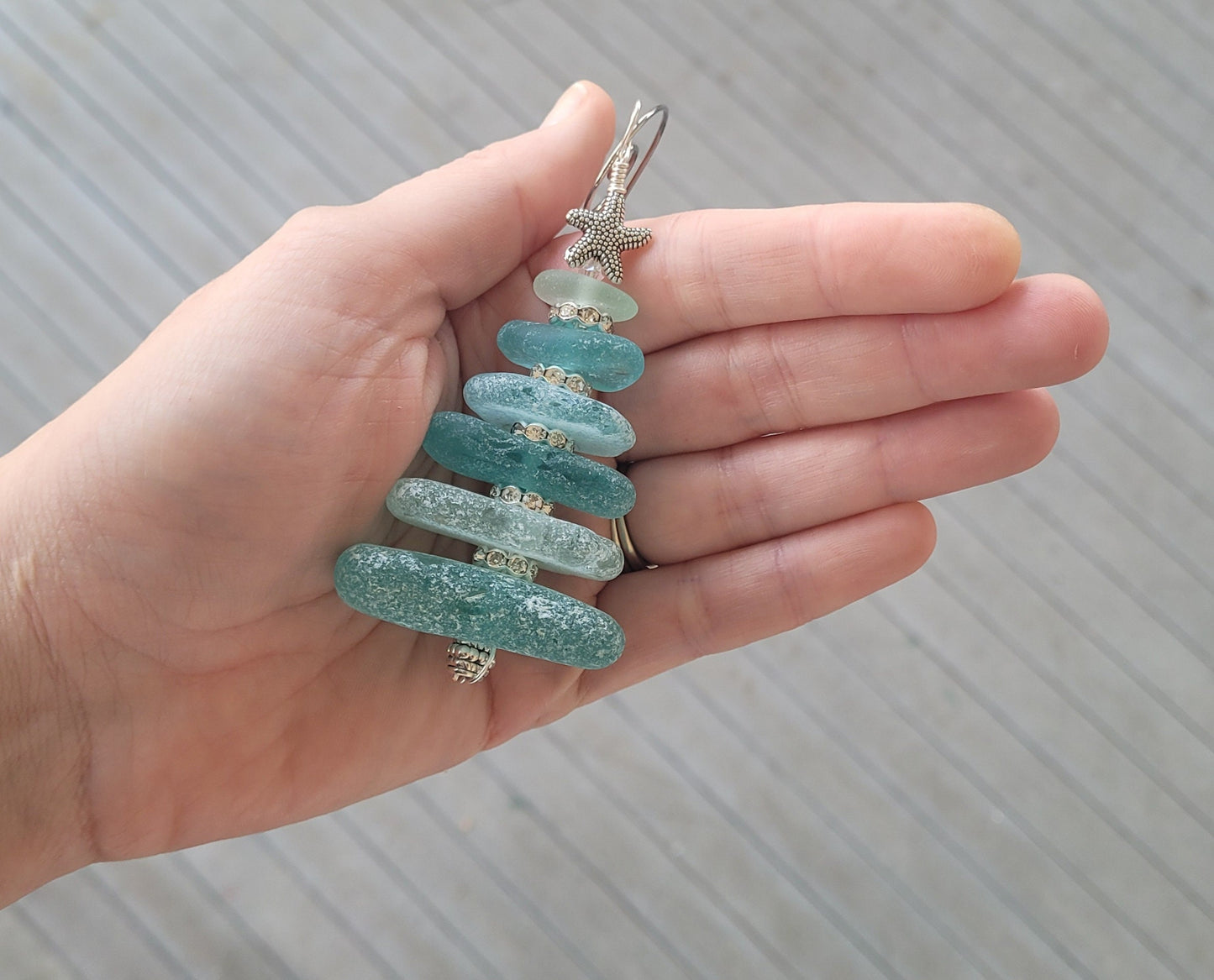 Sea Glass Christmas Tree Ornament/Sea Glass Pine Tree Ornament/Genuine Sea Glass Tree Ornament/100