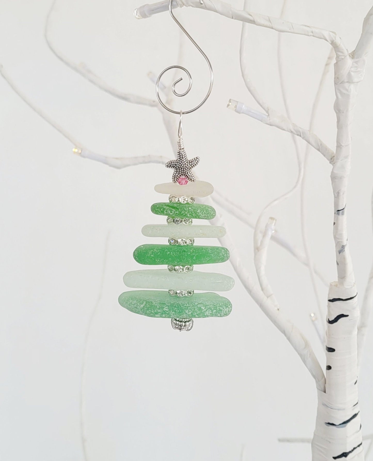 Sea Glass Christmas Tree Ornament/Sea Glass Pine Tree Ornament/Genuine Sea Glass Tree Ornament/102