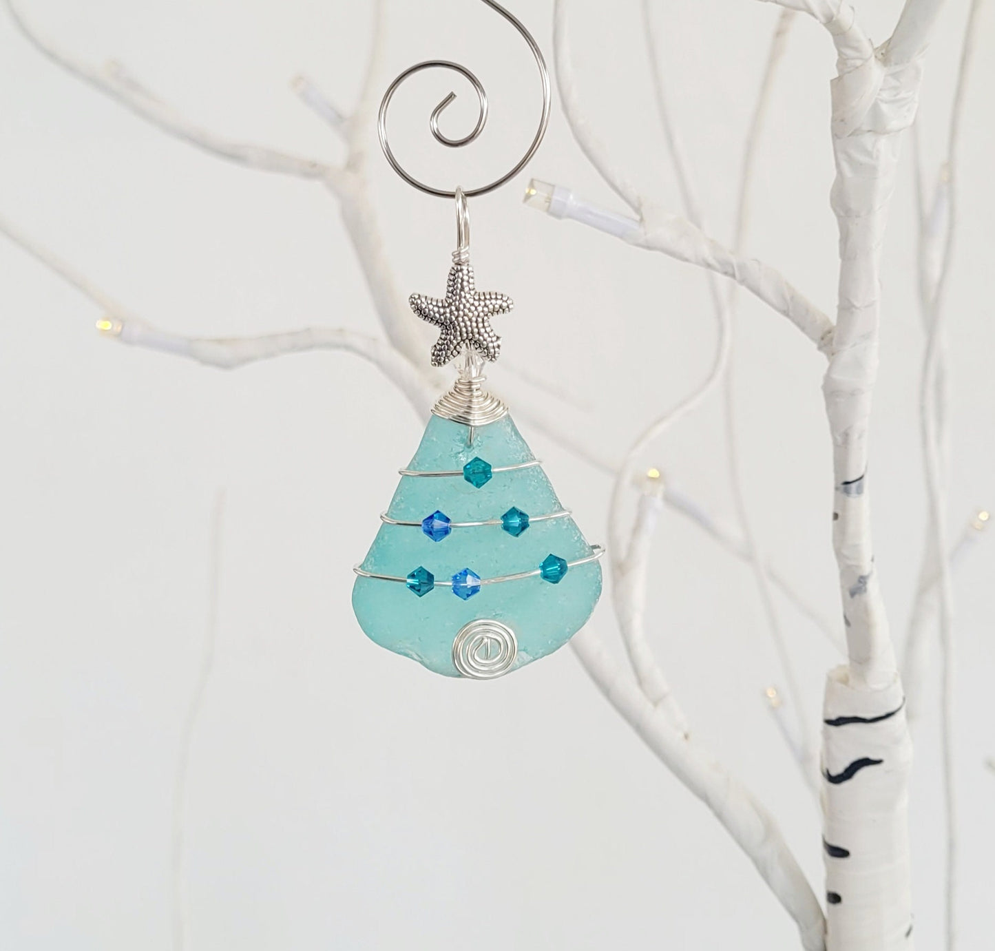 Genuine Sea Glass Christmas Tree Pendant/Sea Glass Christmas Tree Ornament/Coastal Ornament/Beach Decor/18d