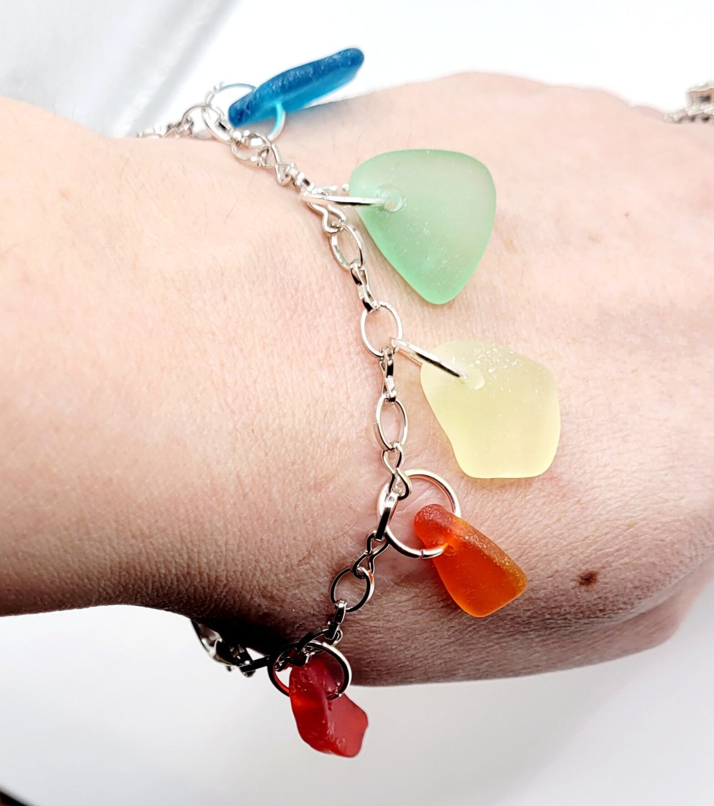 Sea Glass Jewelry/UV Sea Glass Bracelet/Genuine Sea Glass/ Charm Bracelet/Gift for Her/Unique Gift/Nautical Bracelet/Authentic Beach glass