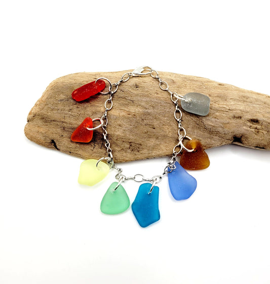 Sea Glass Jewelry/UV Sea Glass Bracelet/Genuine Sea Glass/ Charm Bracelet/Gift for Her/Unique Gift/Nautical Bracelet/Authentic Beach glass