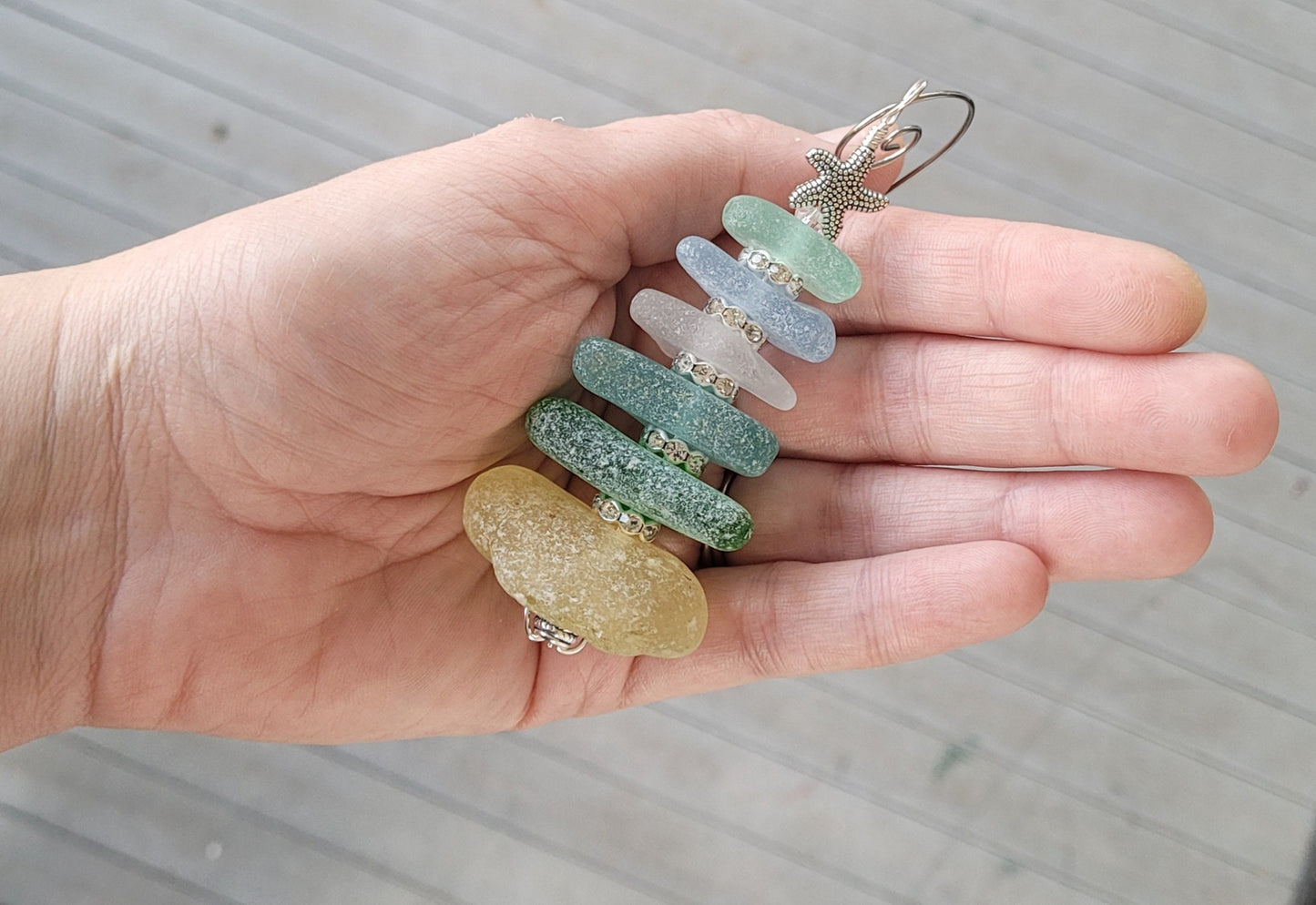 Sea Glass Christmas Tree Ornament/Sea Glass Pine Tree Ornament/Genuine Sea Glass Tree Ornament/131