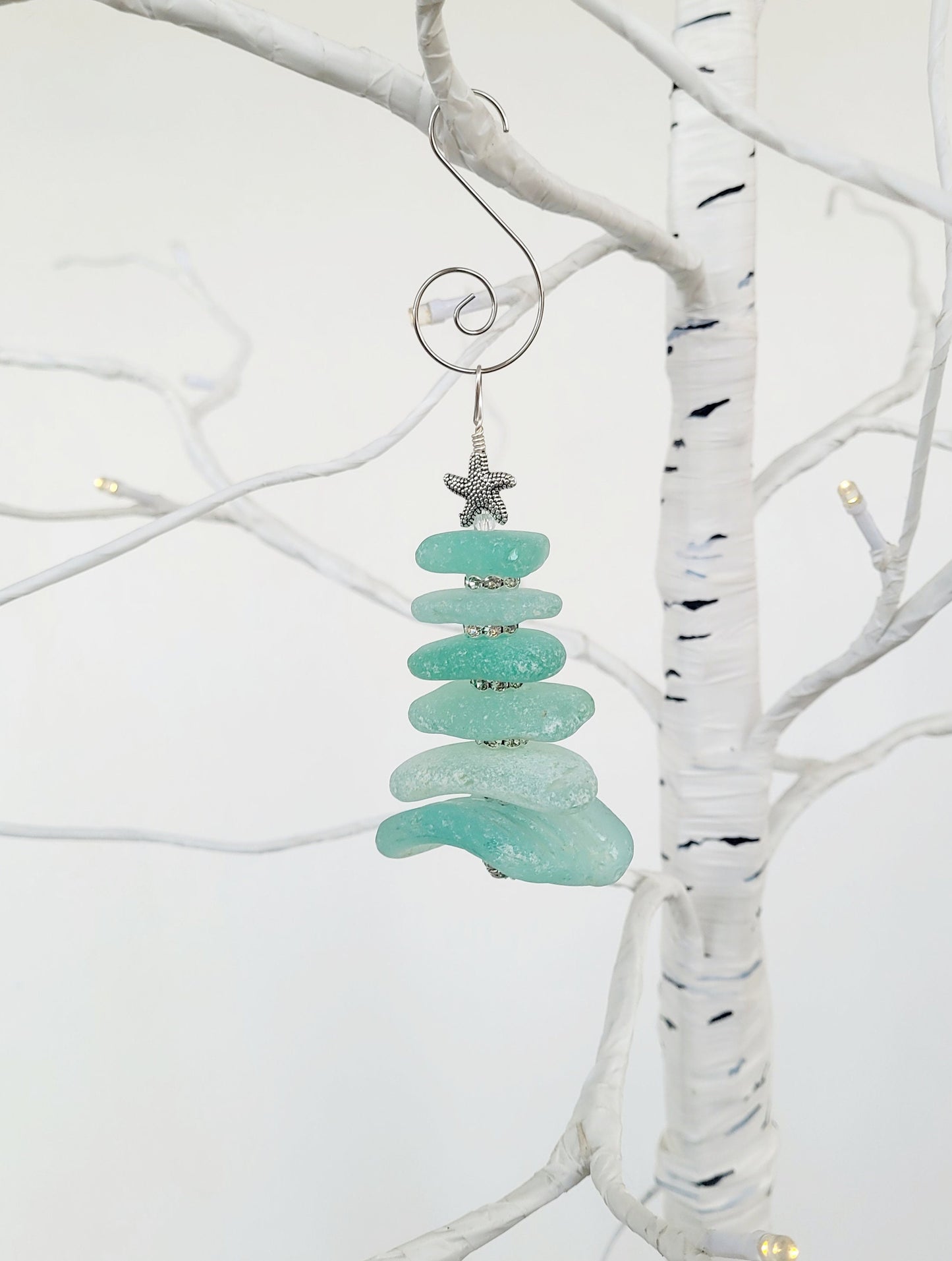 Sea Glass Christmas Tree Ornament/Sea Glass Pine Tree Ornament/Genuine Sea Glass Tree Ornament/56