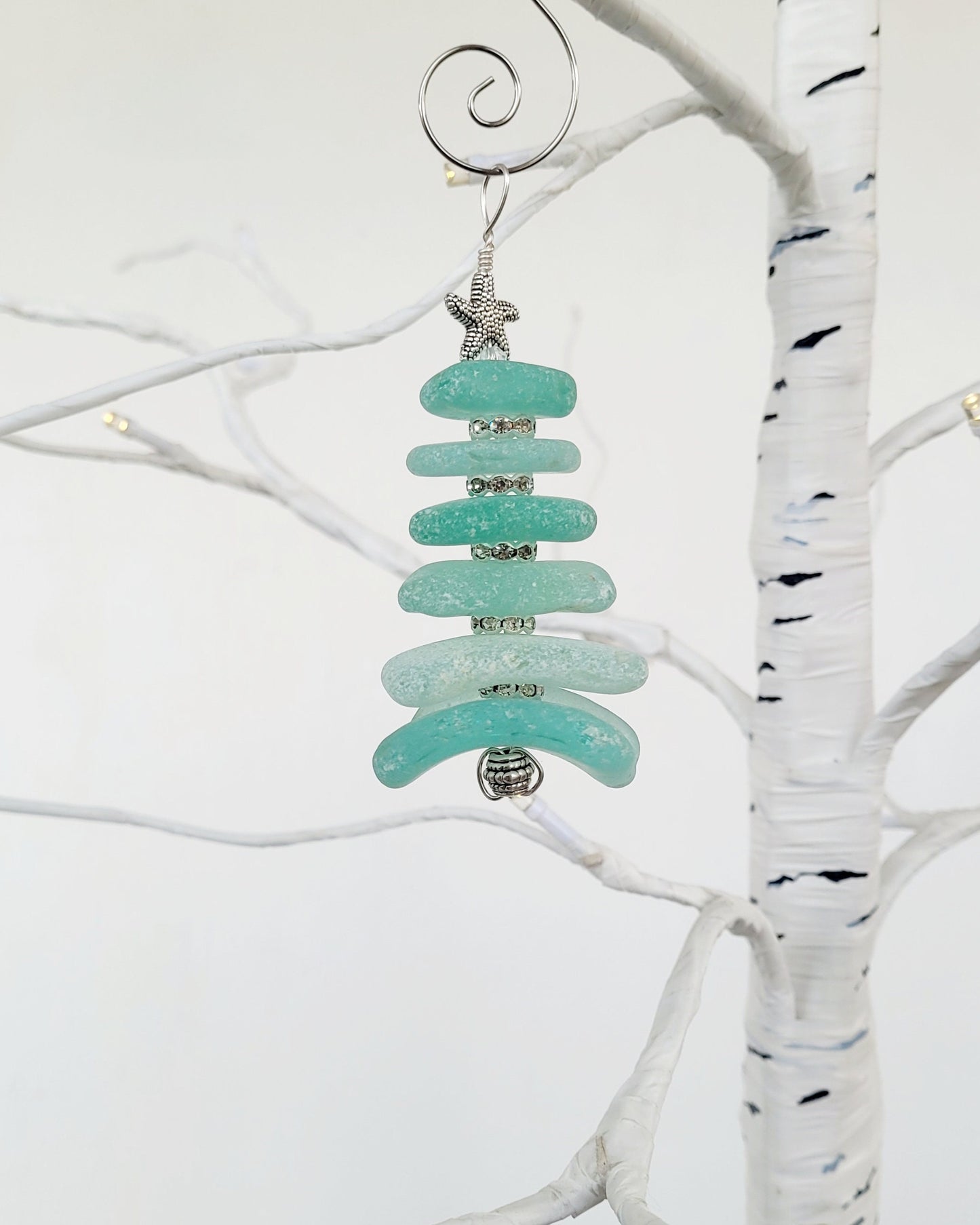 Sea Glass Christmas Tree Ornament/Sea Glass Pine Tree Ornament/Genuine Sea Glass Tree Ornament/56