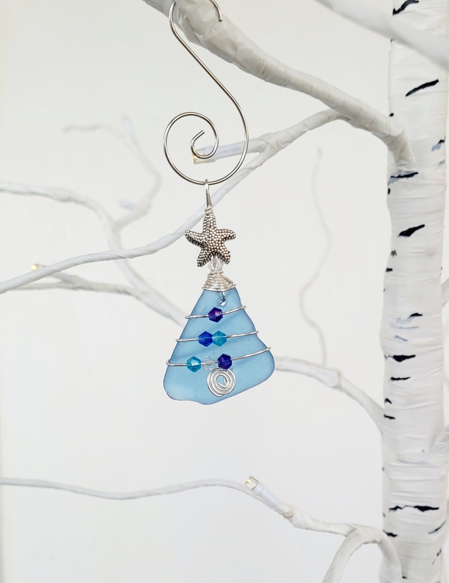 Genuine Sea Glass Christmas Tree Pendant/Sea Glass Christmas Tree Ornament/Coastal Ornament/Beach Decor/21d