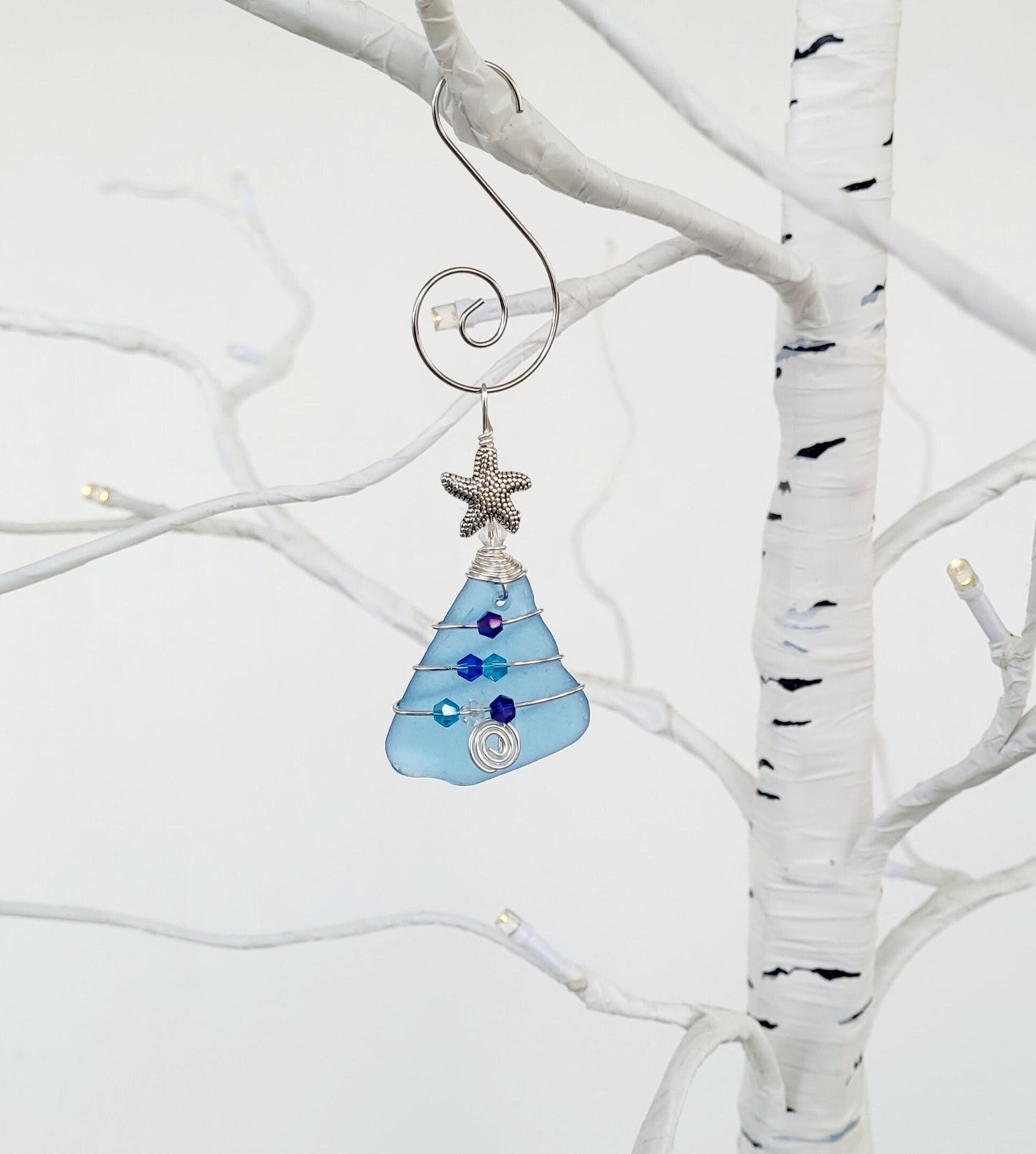 Genuine Sea Glass Christmas Tree Pendant/Sea Glass Christmas Tree Ornament/Coastal Ornament/Beach Decor/21d