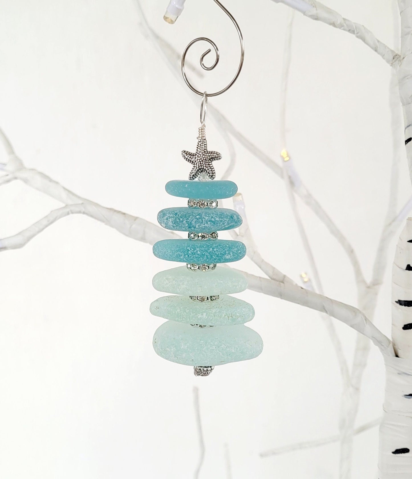 Sea Glass Christmas Tree Ornament/Sea Glass Pine Tree Ornament/Genuine Sea Glass Tree Ornament/147