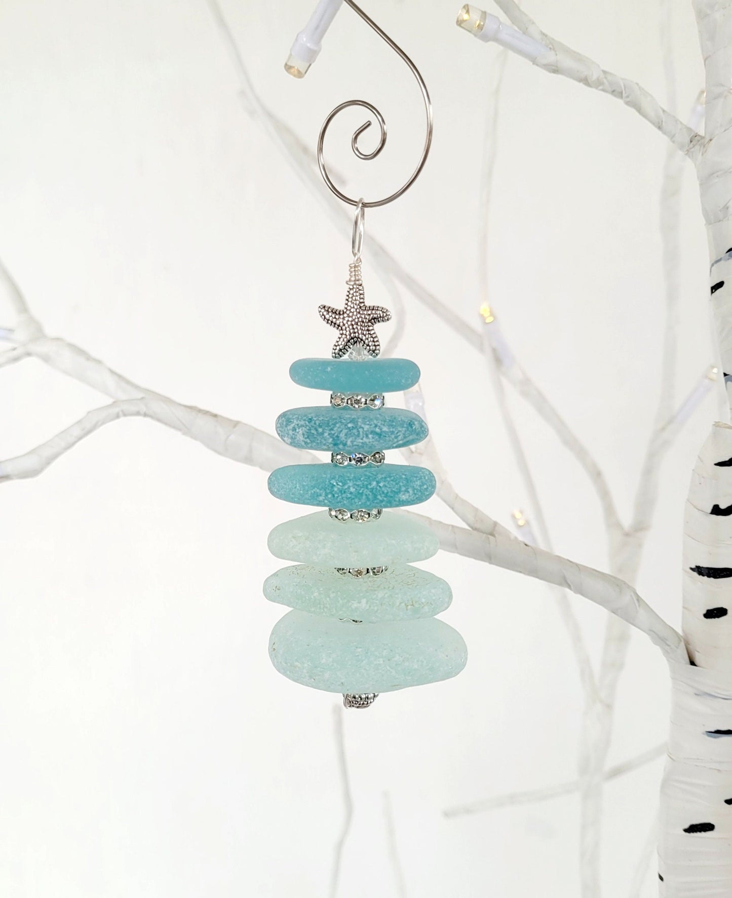 Sea Glass Christmas Tree Ornament/Sea Glass Pine Tree Ornament/Genuine Sea Glass Tree Ornament/147