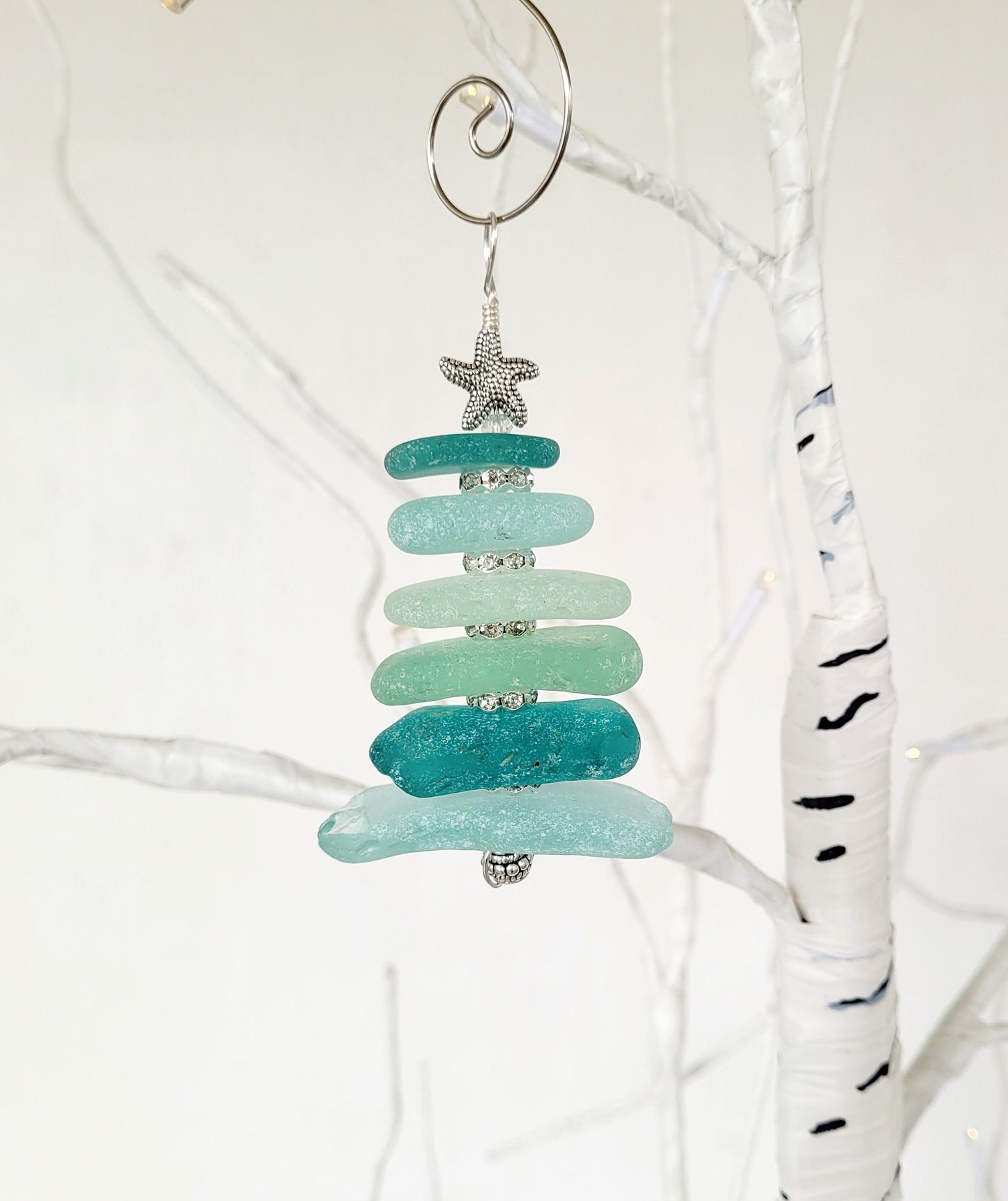 Sea Glass Christmas Tree Ornament/Sea Glass Pine Tree Ornament/Genuine Sea Glass Tree Ornament/49