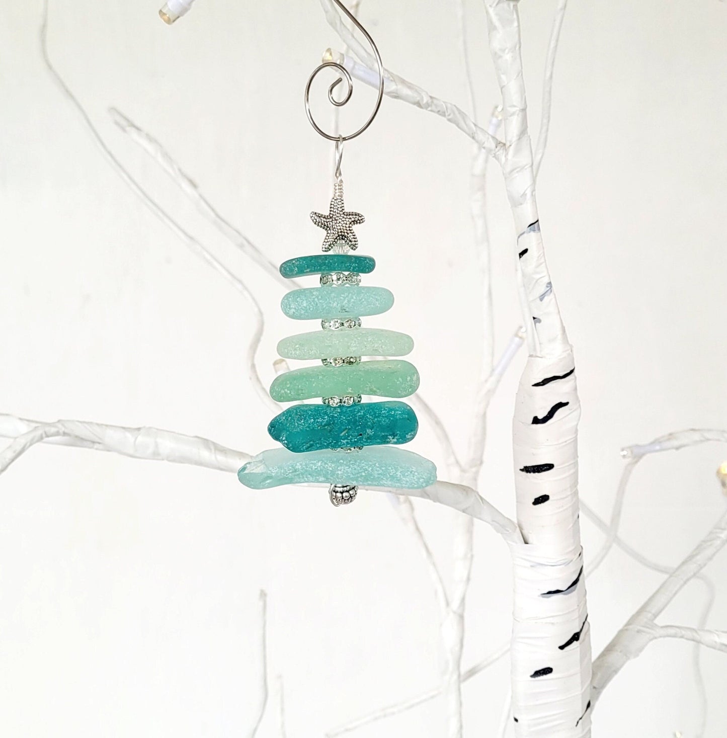 Sea Glass Christmas Tree Ornament/Sea Glass Pine Tree Ornament/Genuine Sea Glass Tree Ornament/49