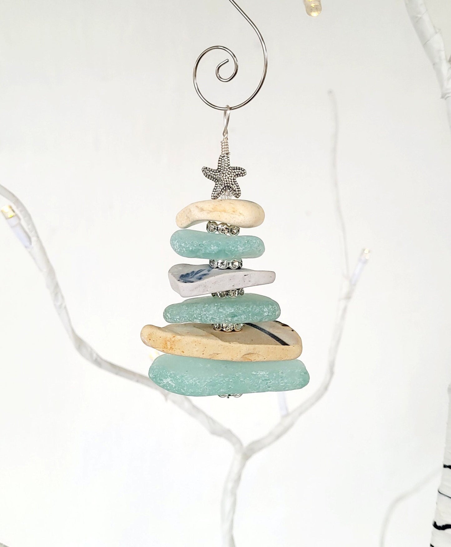 Sea Glass Christmas Tree Ornament/Sea Glass Pine Tree Ornament/Genuine Sea Glass Tree Ornament/148