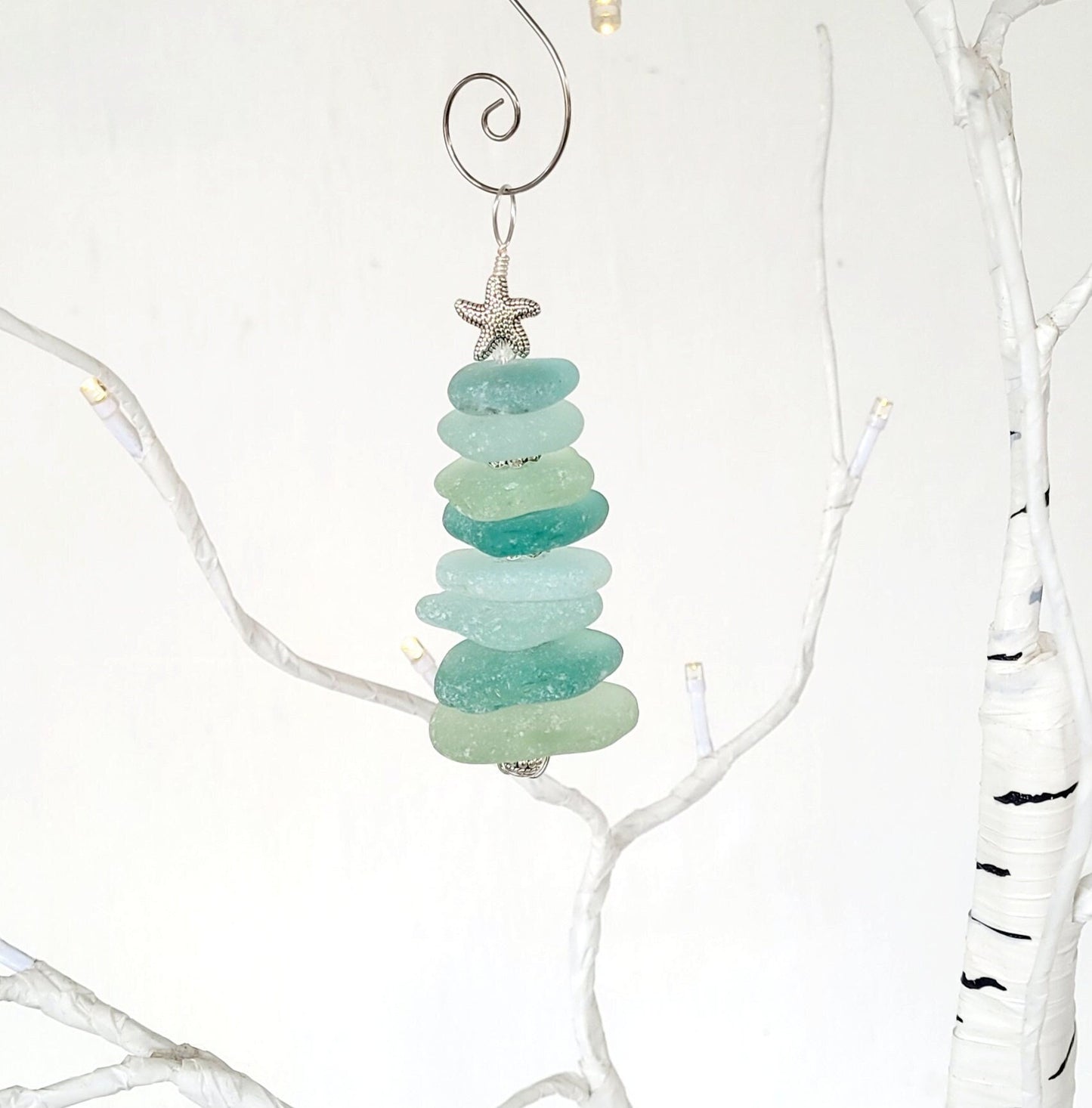 Sea Glass Christmas Tree Ornament/Sea Glass Pine Tree Ornament/Genuine Sea Glass Tree Ornament/146