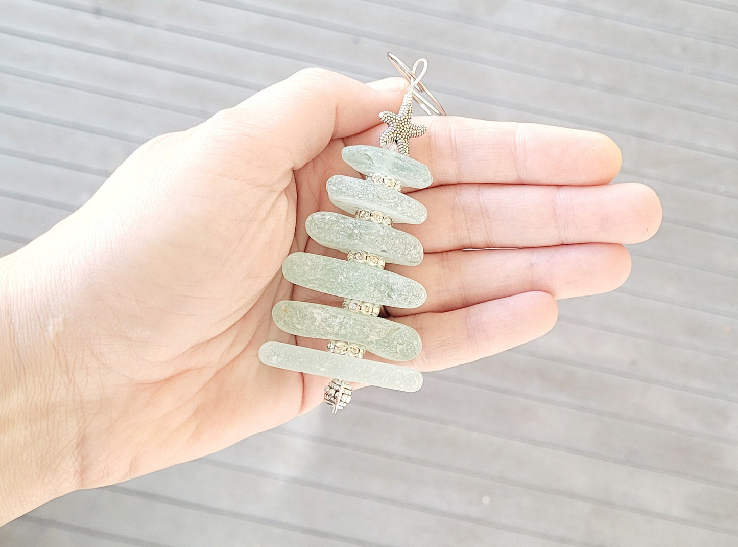 Sea Glass Christmas Tree Ornament/Sea Glass Pine Tree Ornament/Genuine Sea Glass Tree Ornament/135