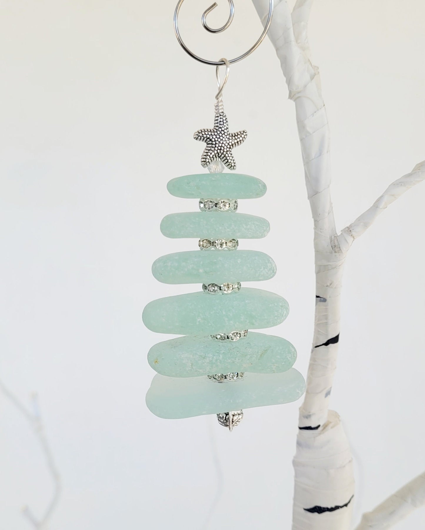 Sea Glass Christmas Tree Ornament/Sea Glass Pine Tree Ornament/Genuine Sea Glass Tree Ornament/135