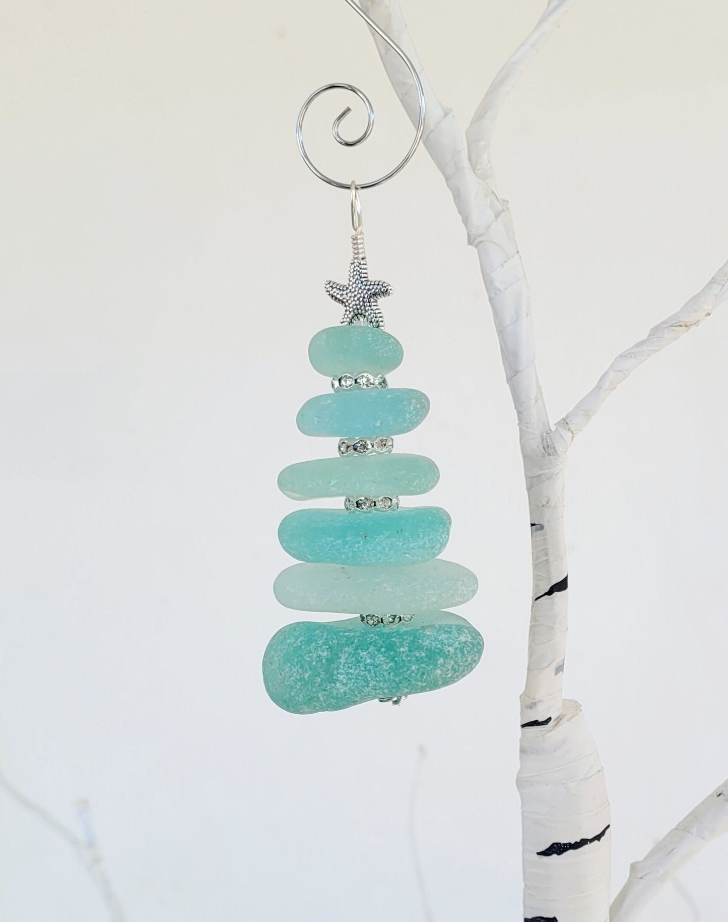 Sea Glass Christmas Tree Ornament/Sea Glass Pine Tree Ornament/Genuine Sea Glass Tree Ornament/137