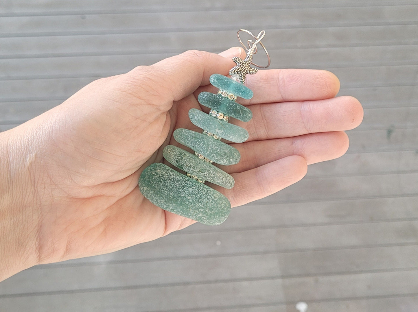 Sea Glass Christmas Tree Ornament/Sea Glass Pine Tree Ornament/Genuine Sea Glass Tree Ornament/134