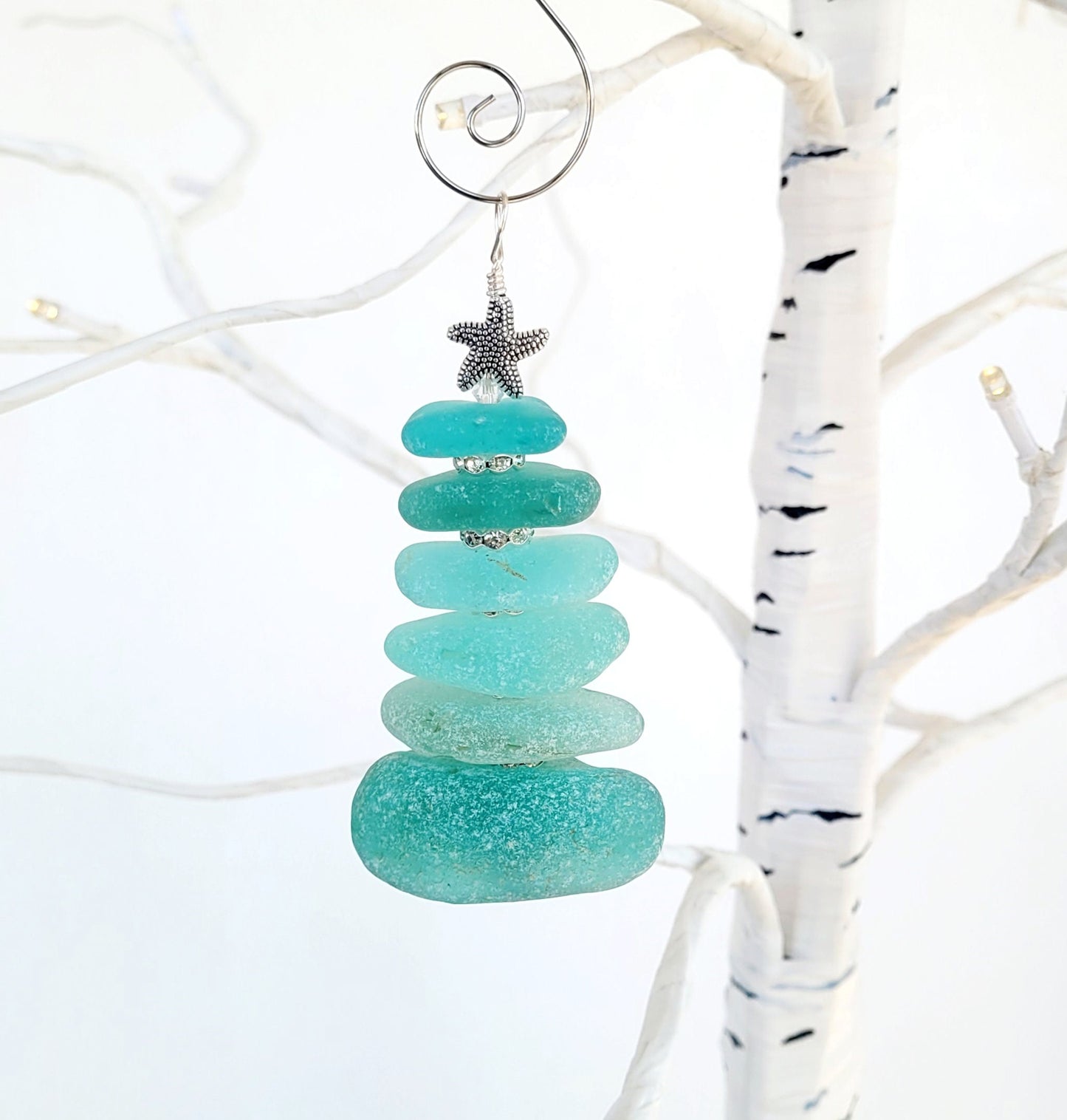 Sea Glass Christmas Tree Ornament/Sea Glass Pine Tree Ornament/Genuine Sea Glass Tree Ornament/134