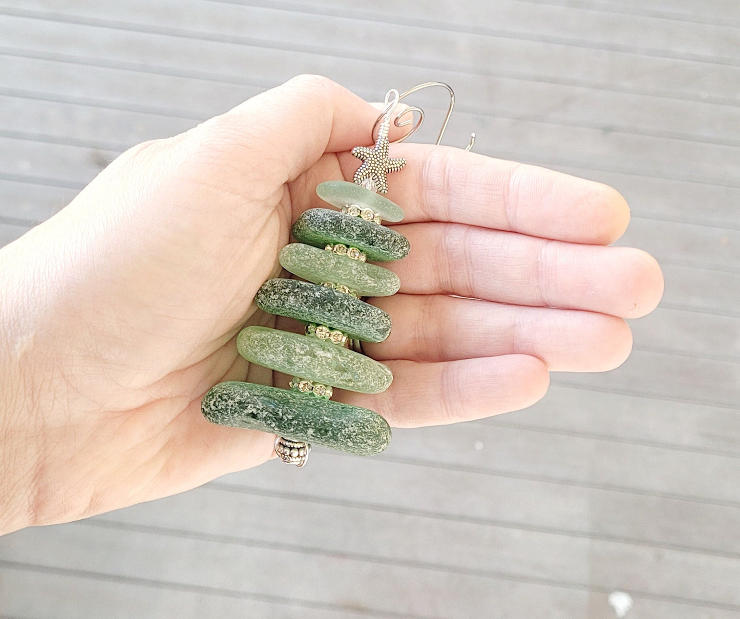 Sea Glass Christmas Tree Ornament/Sea Glass Pine Tree Ornament/Genuine Sea Glass Tree Ornament/140