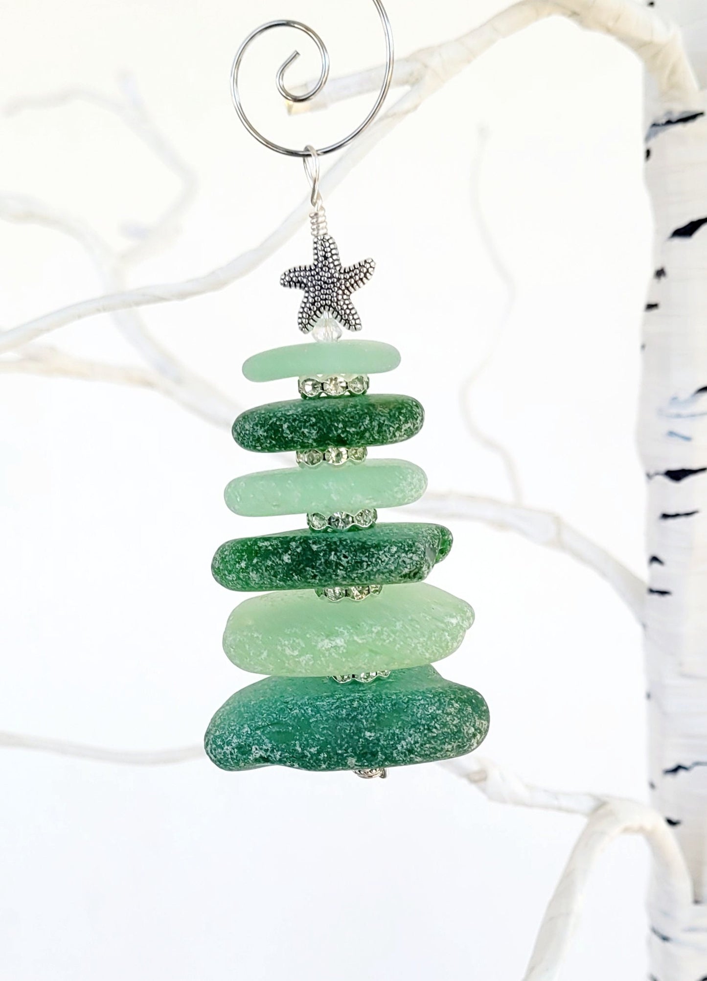 Sea Glass Christmas Tree Ornament/Sea Glass Pine Tree Ornament/Genuine Sea Glass Tree Ornament/140