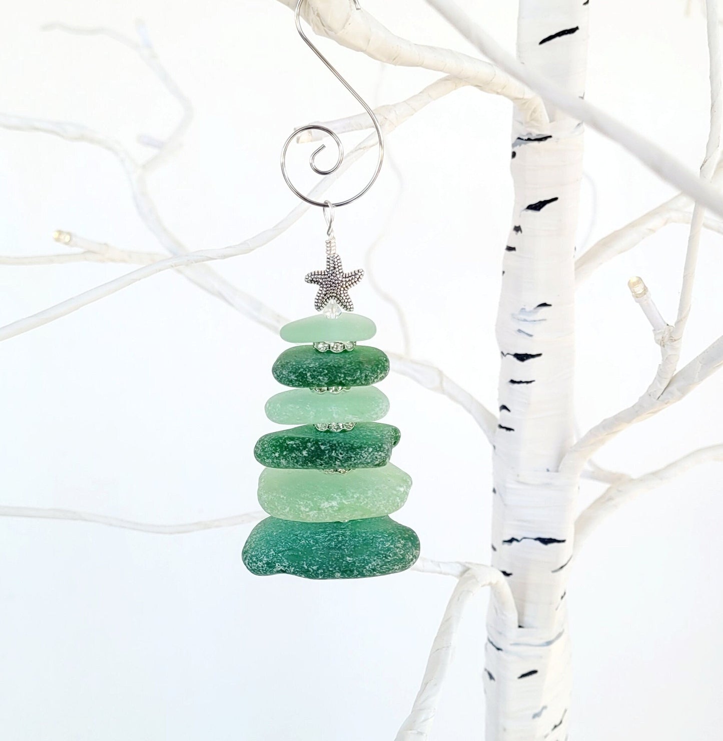 Sea Glass Christmas Tree Ornament/Sea Glass Pine Tree Ornament/Genuine Sea Glass Tree Ornament/140