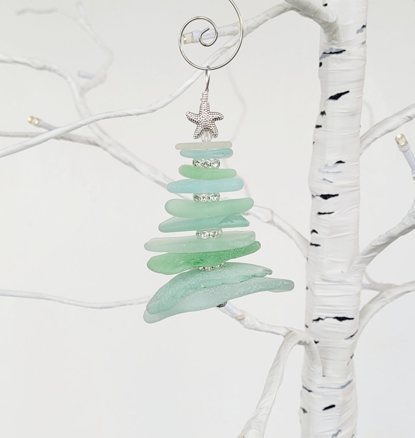 Sea Glass Christmas Tree Ornament/Sea Glass Pine Tree Ornament/Unique Gift/Sea Glass Tree Ornament/132