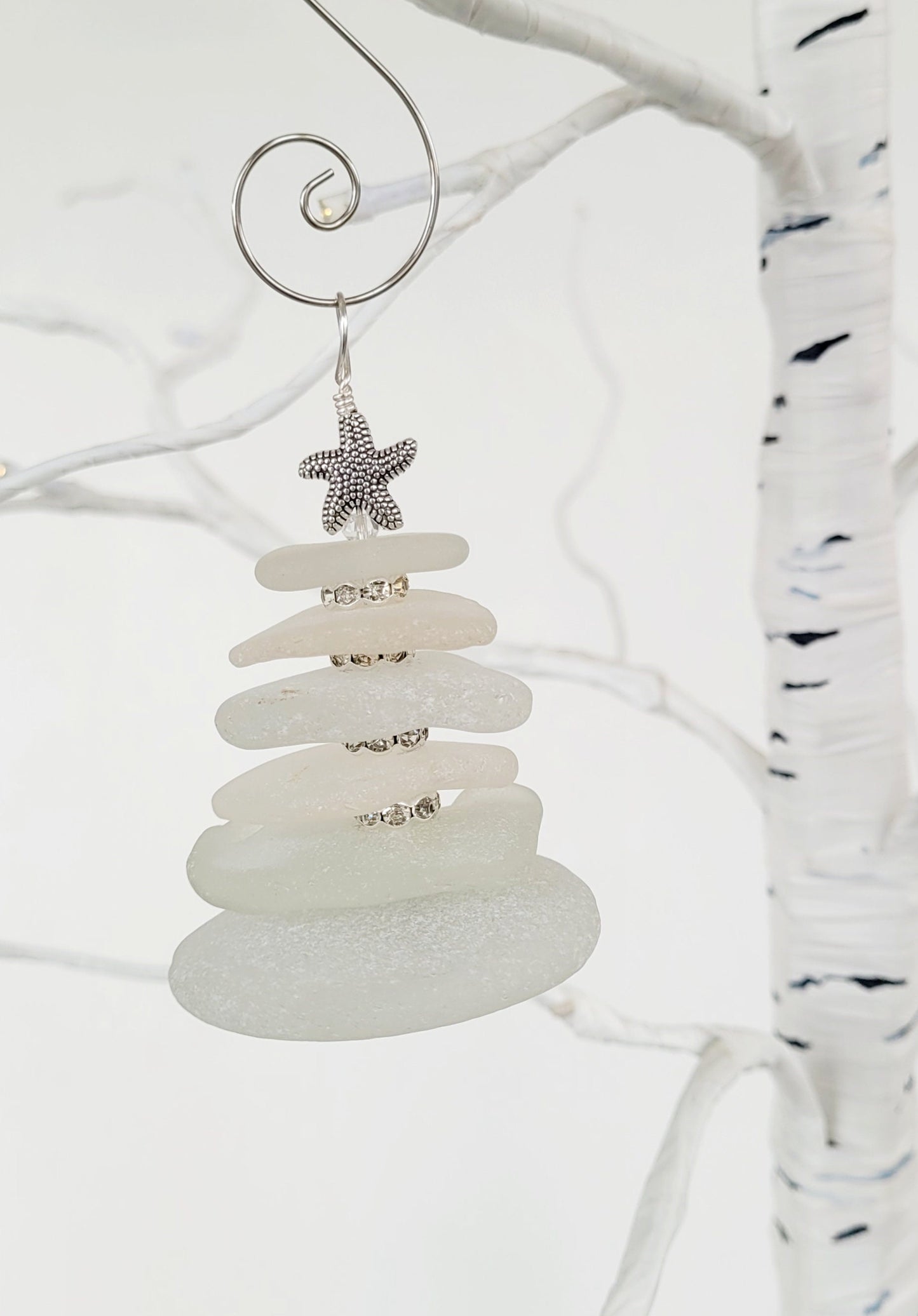 Sea Glass Christmas Tree Ornament/Sea Glass Pine Tree Ornament/Genuine Sea Glass Tree Ornament/133