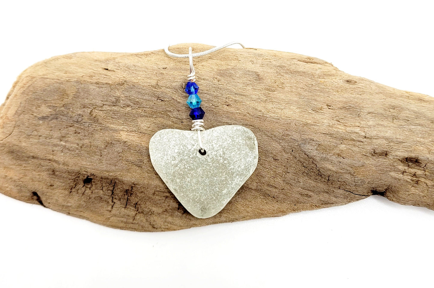 Genuine Sea Glass Pendant/Heart Sea Glass Pendant/Natural Heart Sea Glass Pendant/Anniversary Gift/Gift for her/Unique Gift/137