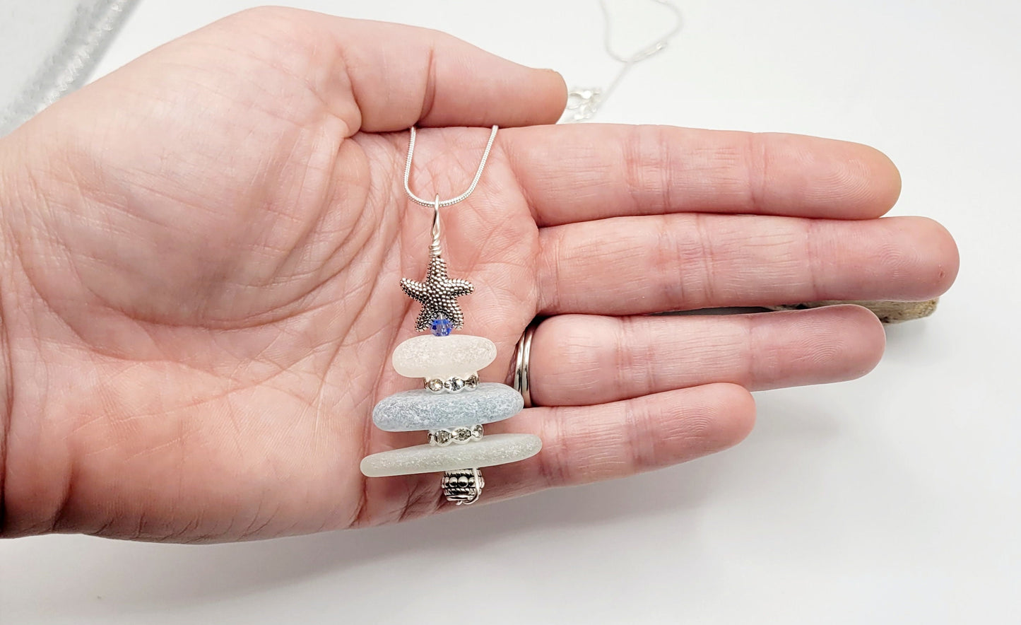 Genuine Sea Glass/Sea Glass Jewelry/Sea Glass Christmas Tree/Christmas Tree Pendant and Earrings/Holiday Jewelry/Christmas Necklace/180