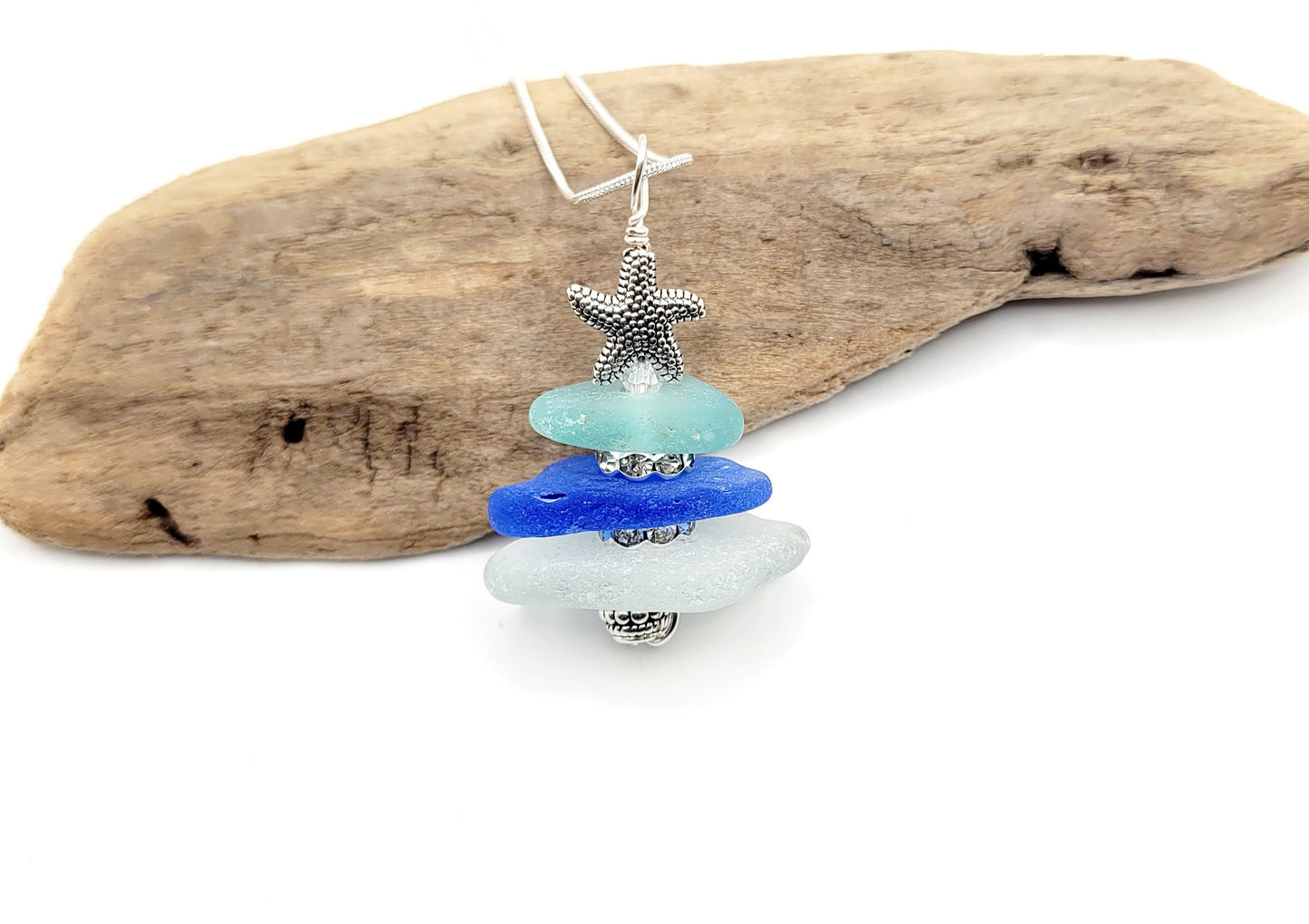 Genuine Sea Glass/Sea Glass Jewelry/Sea Glass Christmas Tree/Christmas Tree Pendant and Earrings/Holiday Jewelry/Christmas Necklace/179